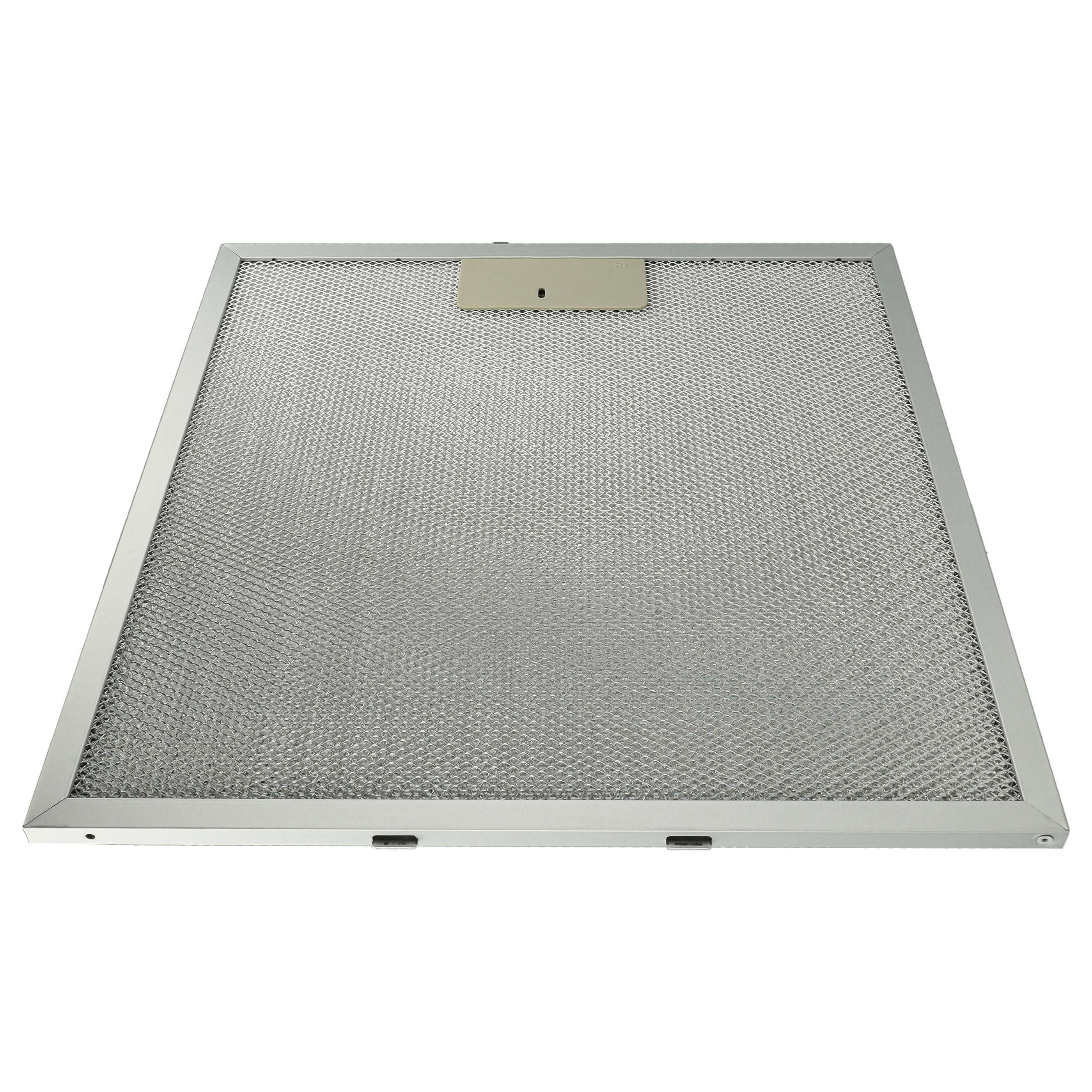 Rechteckiger Dunstabzugsfilter aus Metallgewebe. Der Filter ist in einem silbernen Rahmen.