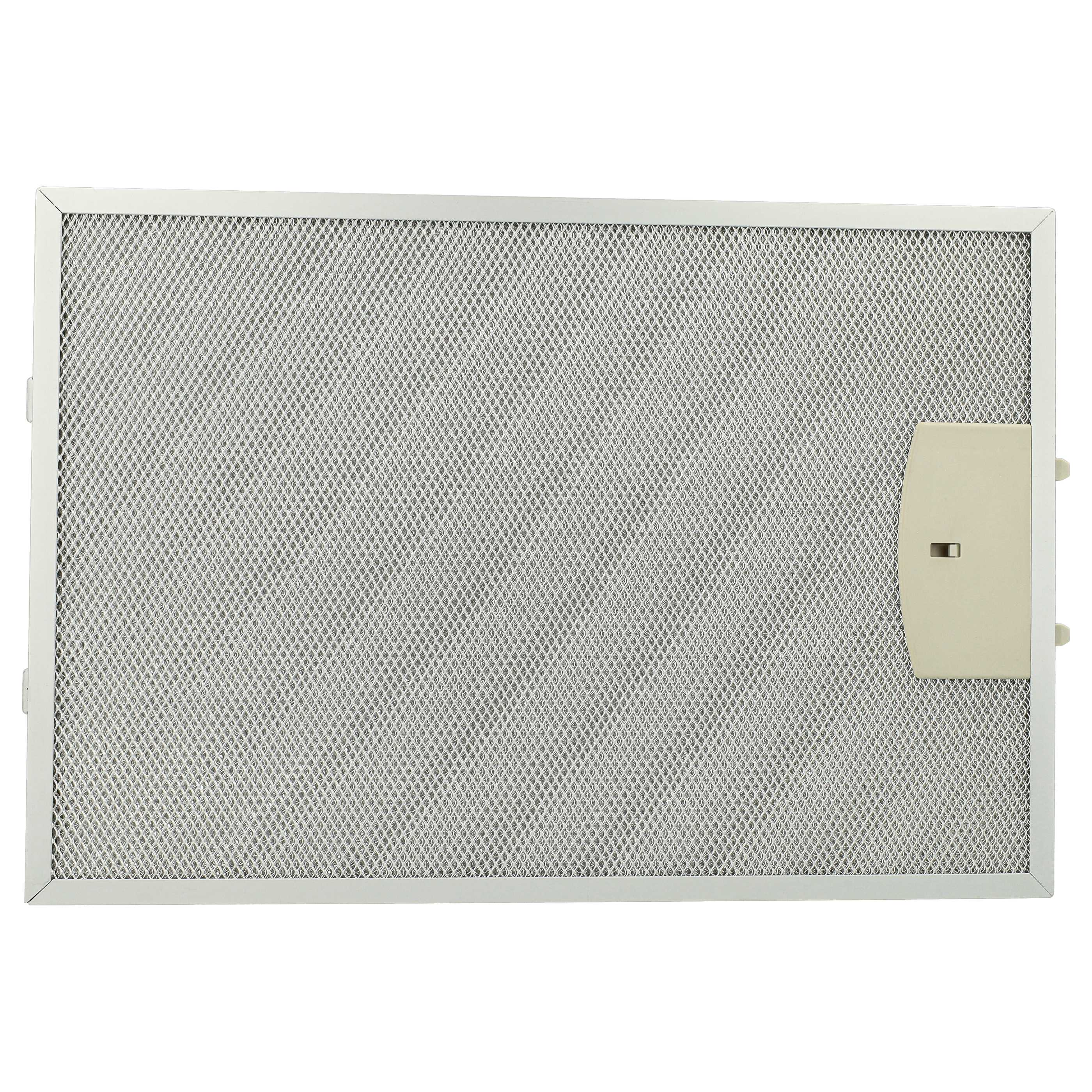Ein Metallgitterfilter mit einem beigen rechteckigen Griff rechts.