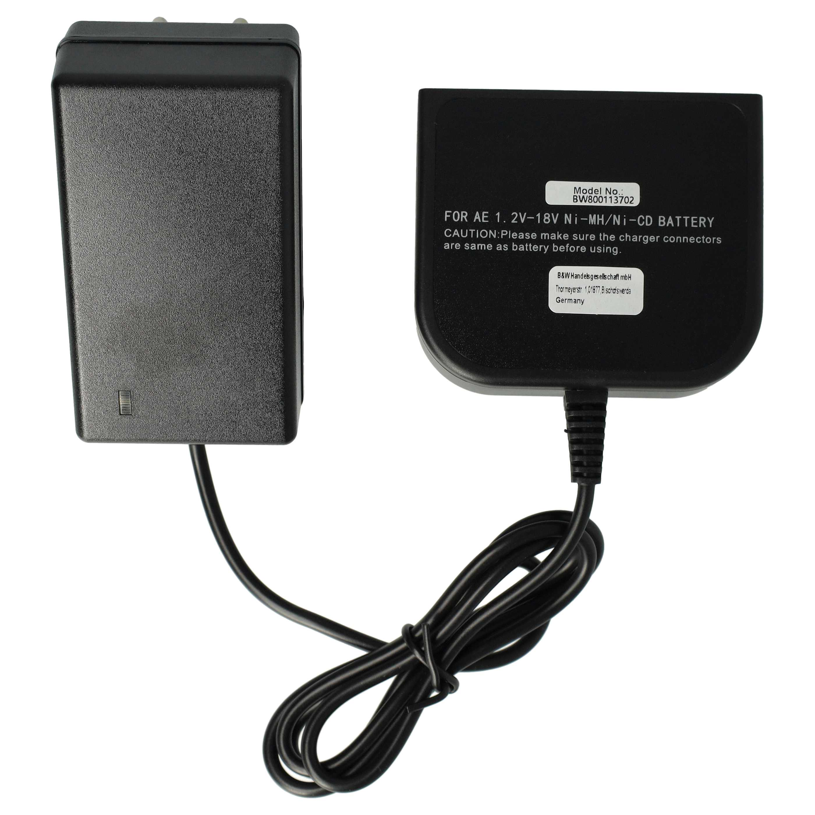 Ein Ladegerät und Adapter mit schwarzem Kabel.