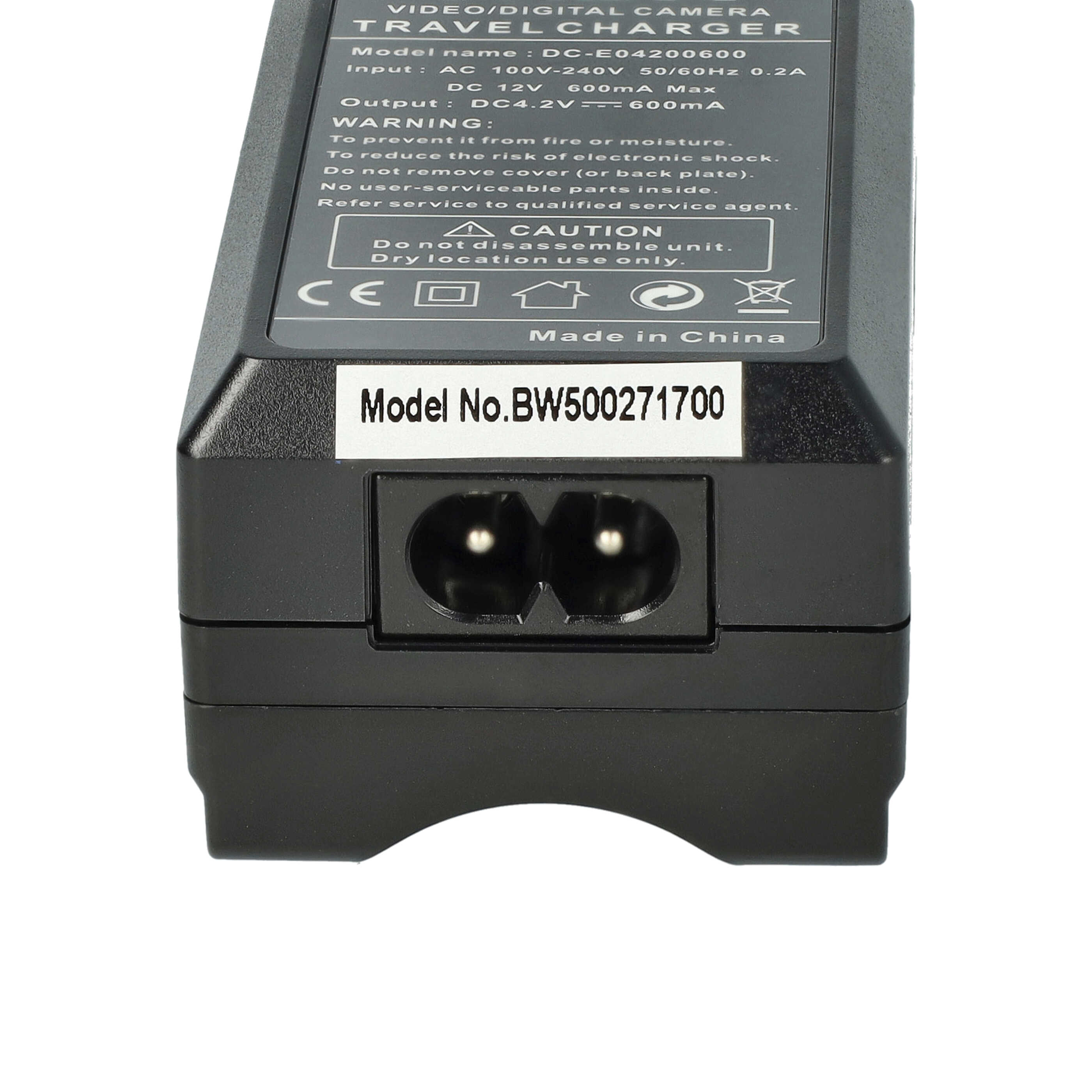Schwarzer Netzadapter mit Text und Zweipol-Stecker auf weißem Hintergrund.