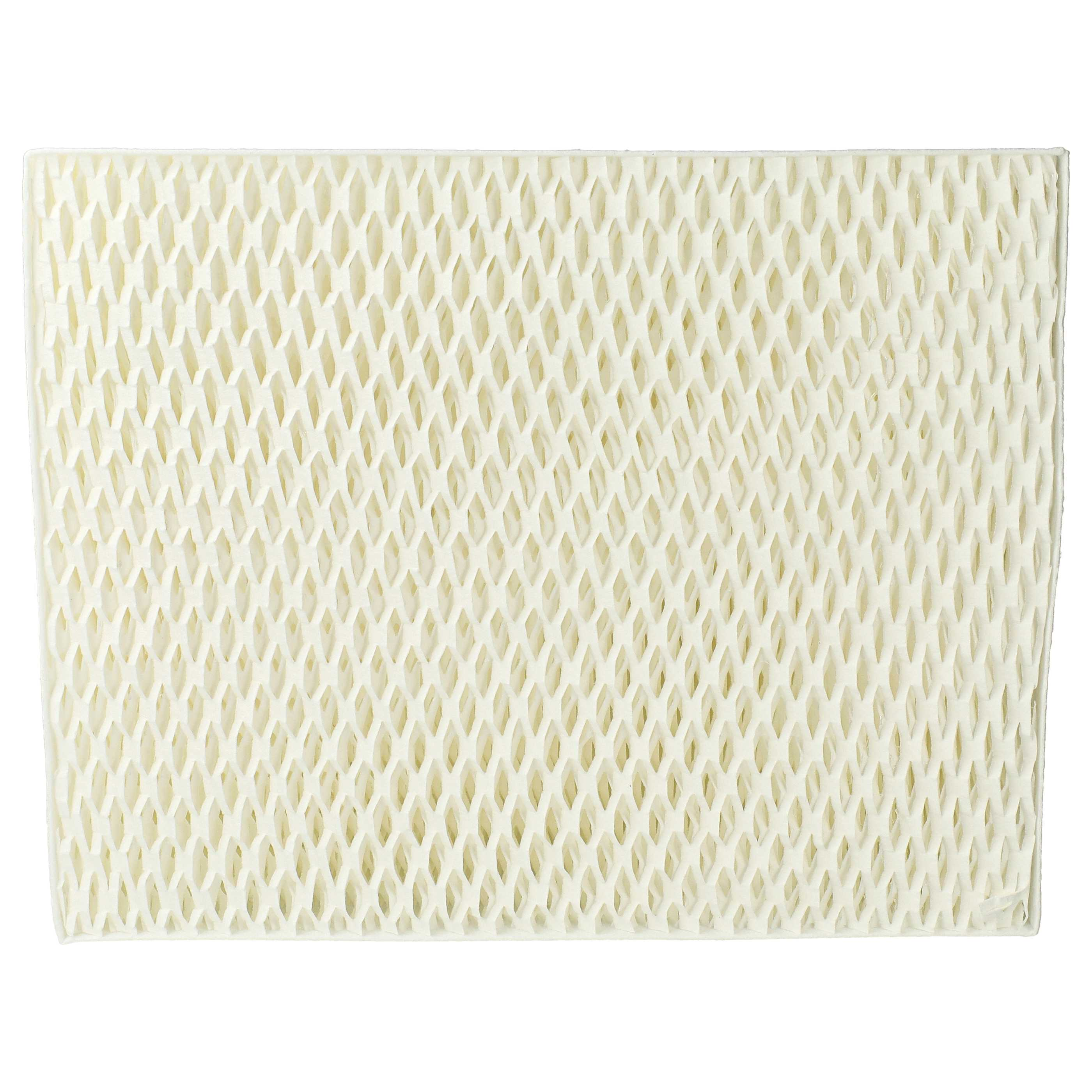 Cremefarbener Luftfilter mit Wabenmuster. Rechteckige Form.