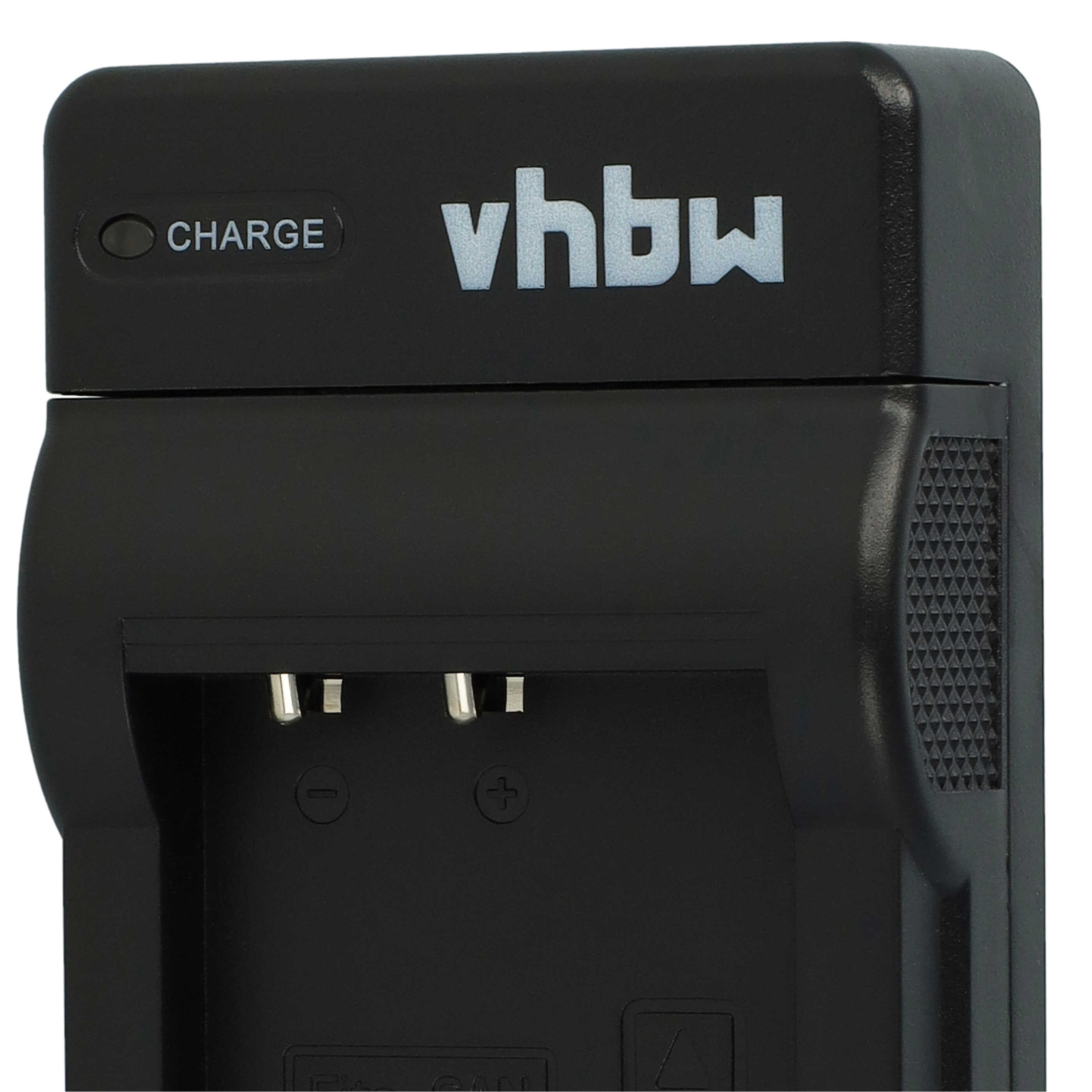 Schwarzes Ladegerät mit dem weißen 'vhbw'-Logo und dem Text 'CHARGE'. Hat Ladeanschlüsse.