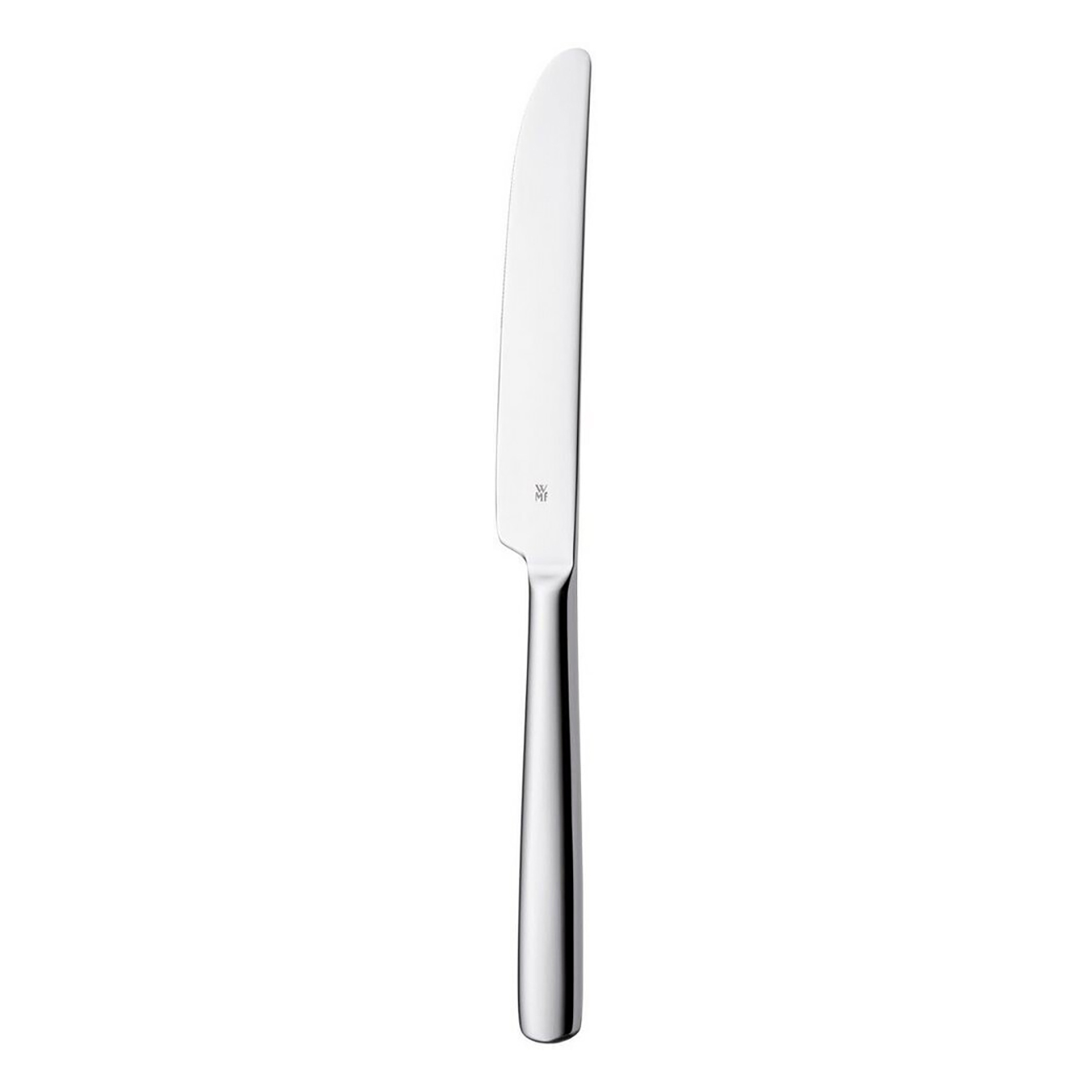 Silbernes, langes, schlankes Messer auf weißem Hintergrund. Minimalistisches Design.