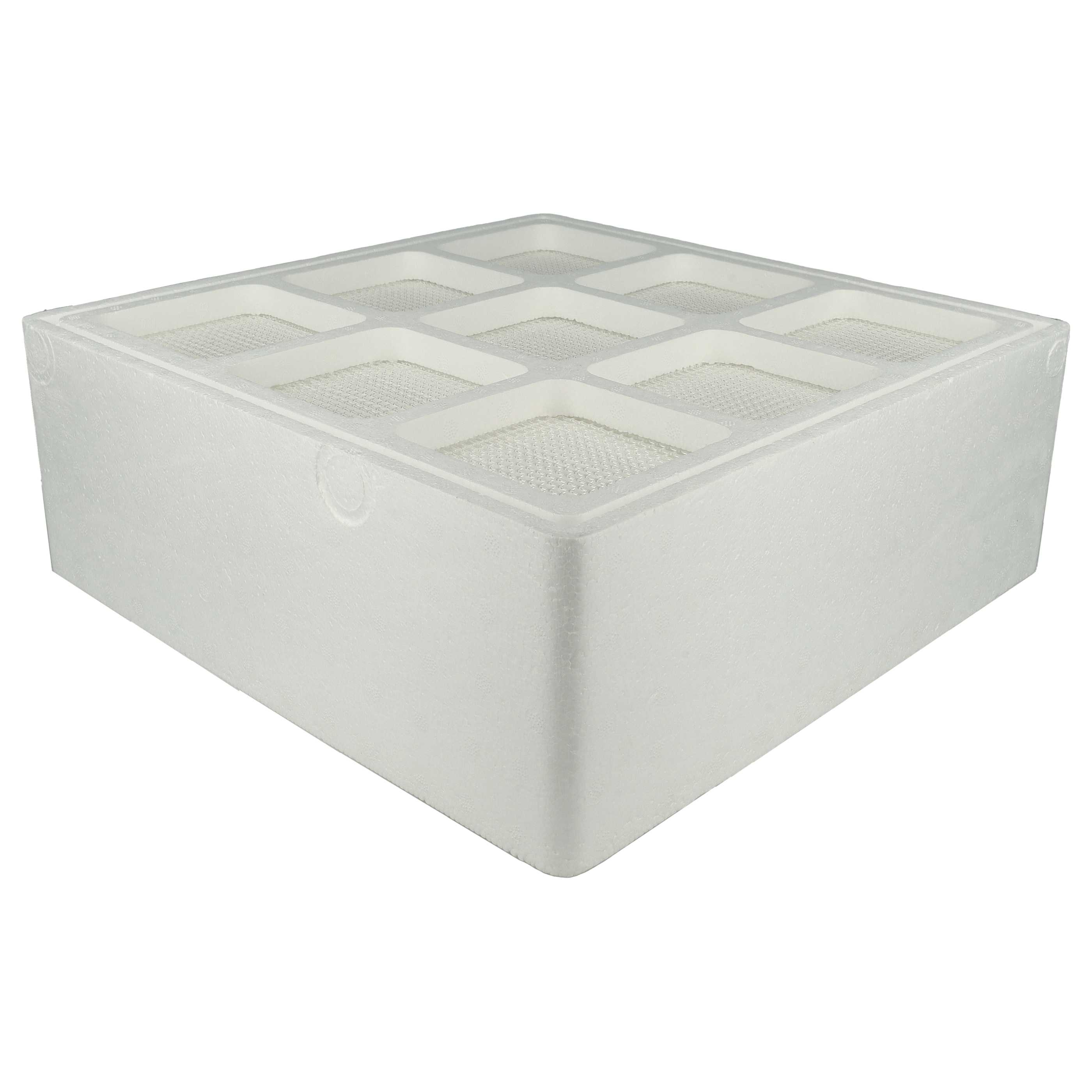 Weißer quadratischer Filterhalter mit mehreren Öffnungen für Filter.