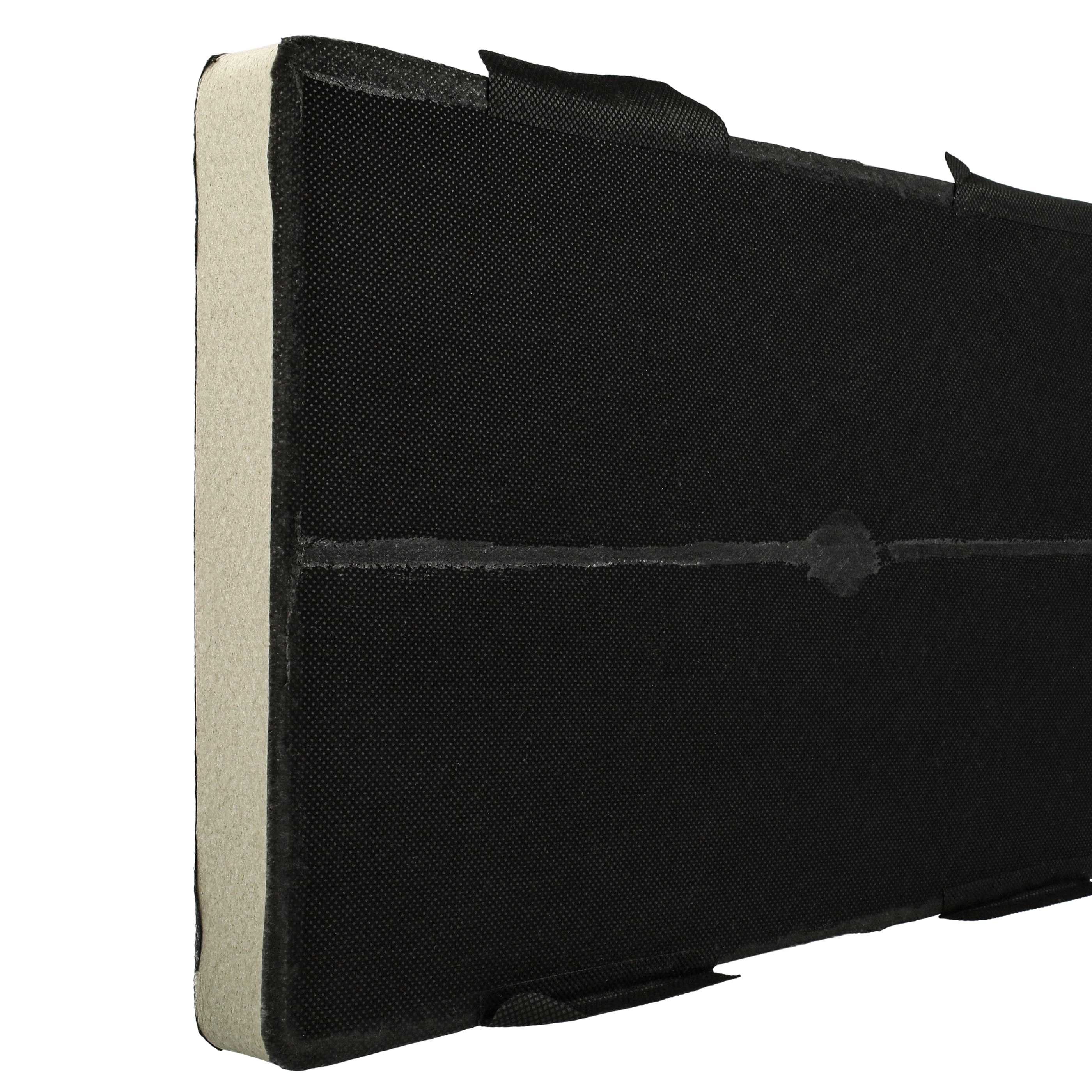 Schwarze und beige rechteckige Schallschutzplatte.