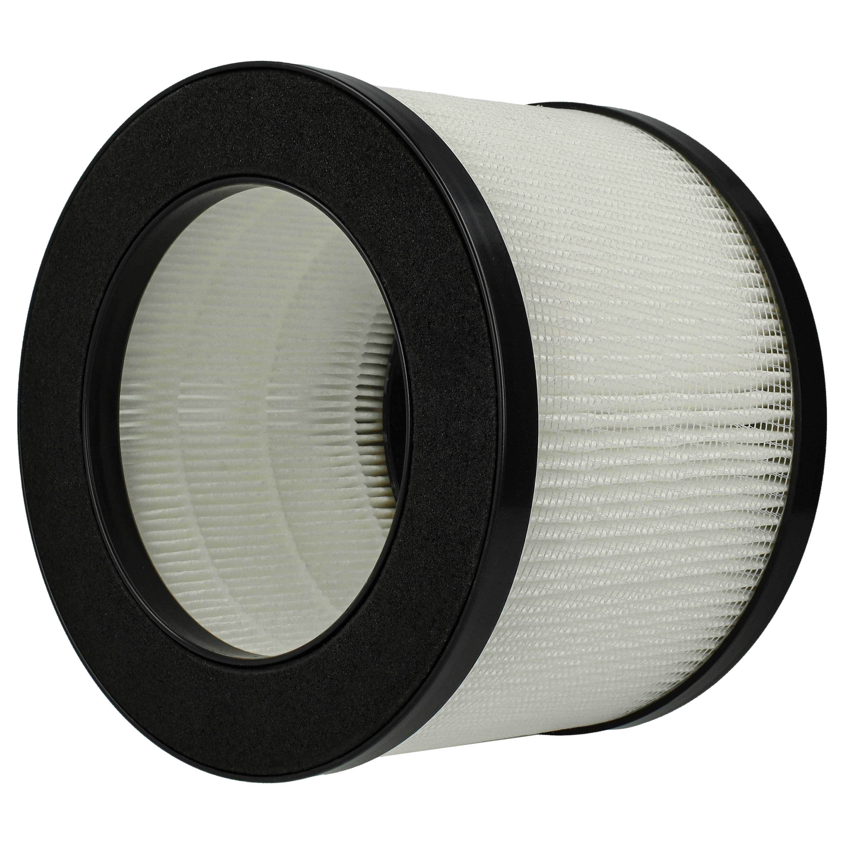 Luftfilter. Weißer und schwarzer Rahmen, weißes Filtermedium innen. Runde Form.