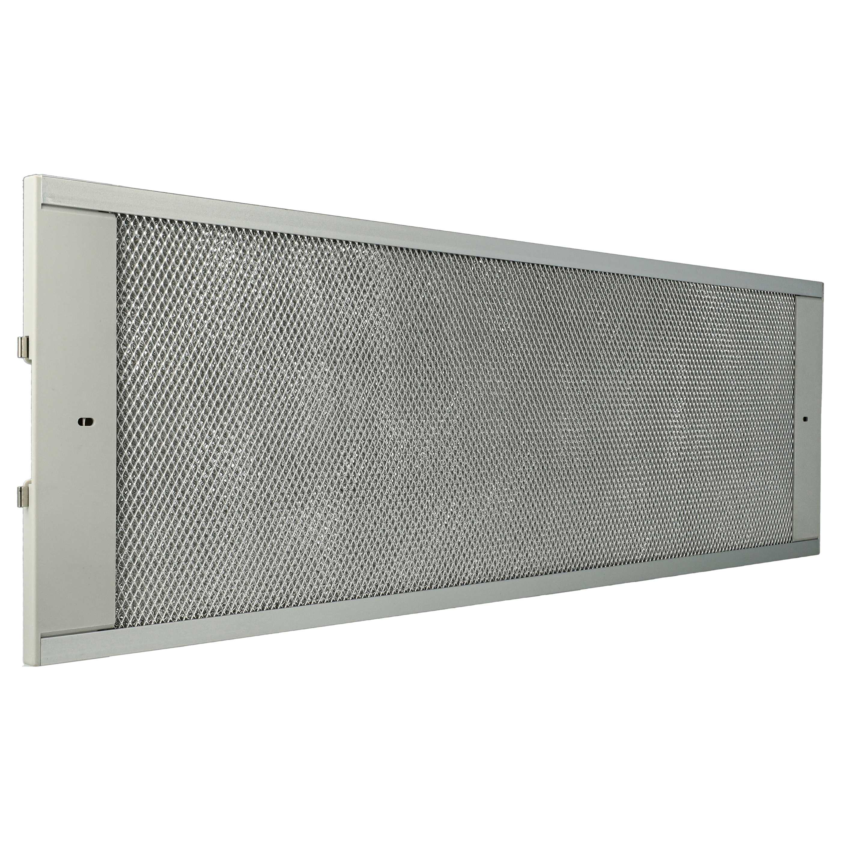 Ein rechteckiger Metallgitterfilter mit silbernem Rahmen. Sichtbar sind das Maschenmuster und die Kanten.
