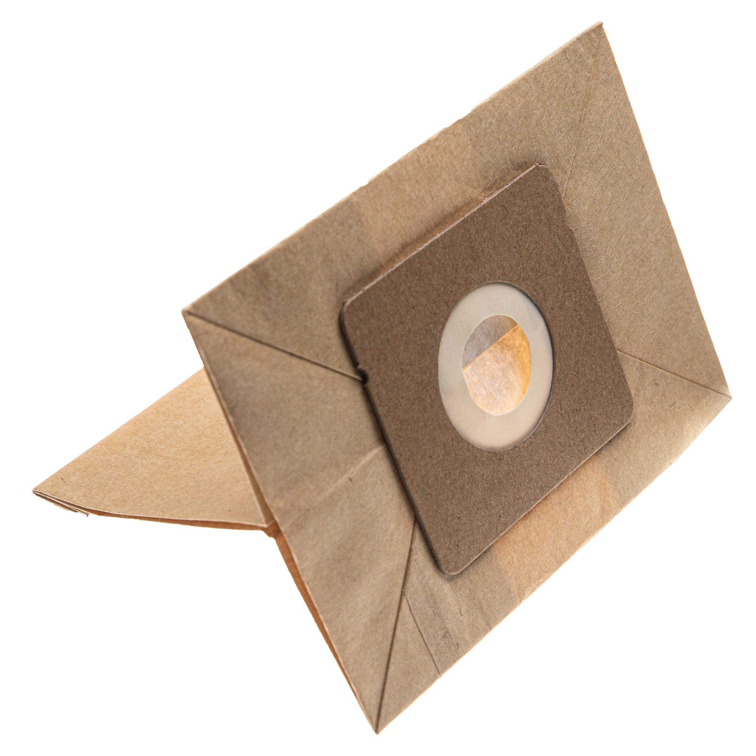 Braune Papiertüten-Staubsaugerbeutel mit braunem Kunststoffanschluss.
