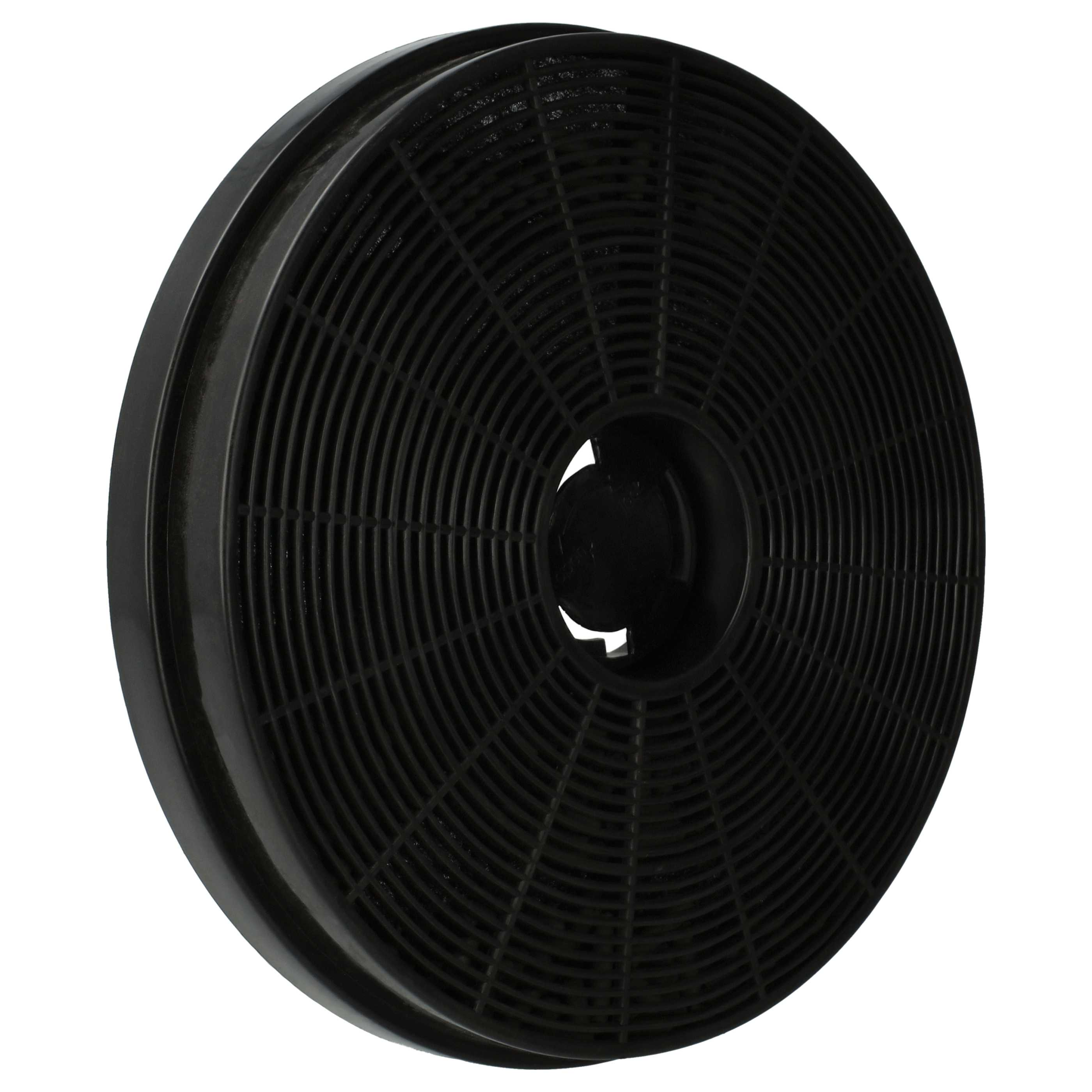 Schwarzer Luftfilter mit kreisförmigem Design und radialen Linien für den Luftstrom.