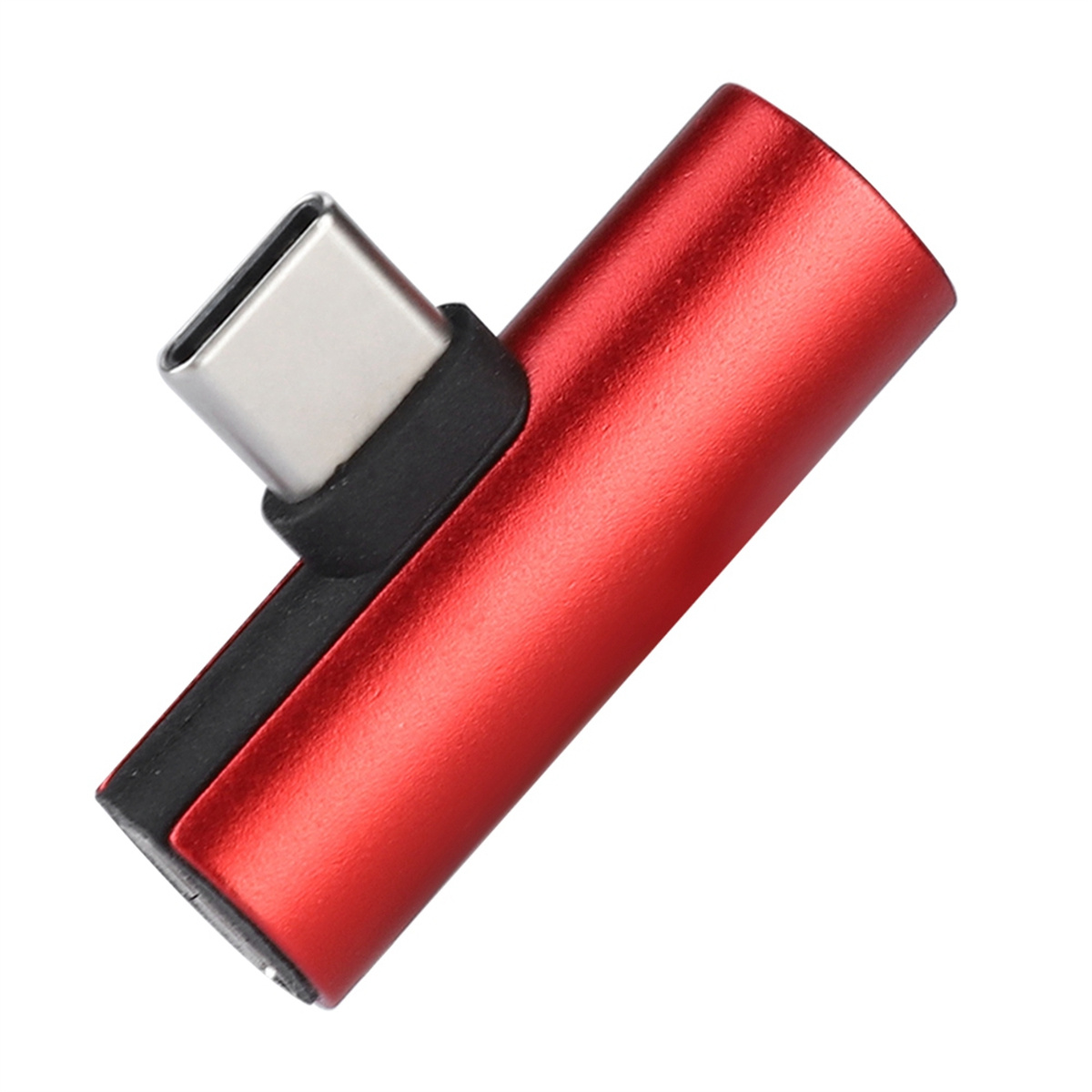 Roter Adapter mit USB-C-Anschluss und einem schwarzen Teil.