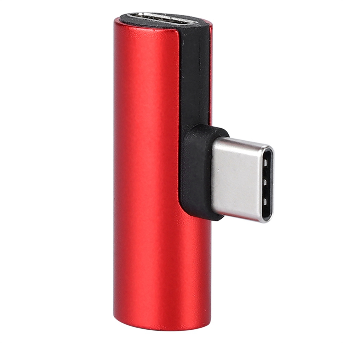 Roter USB-C-Adapter mit schwarzem Stecker, der einen USB-C- und einen USB-A-Anschluss zeigt.
