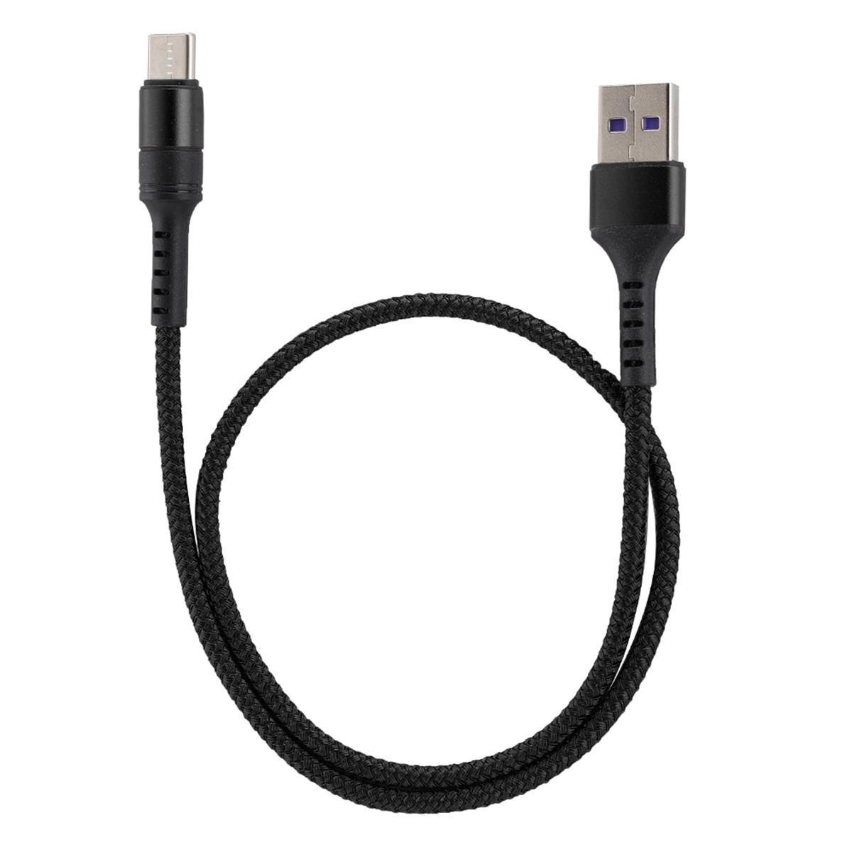 Schwarzes USB-Kabel mit Micro-USB- und Standard-USB-Anschluss.