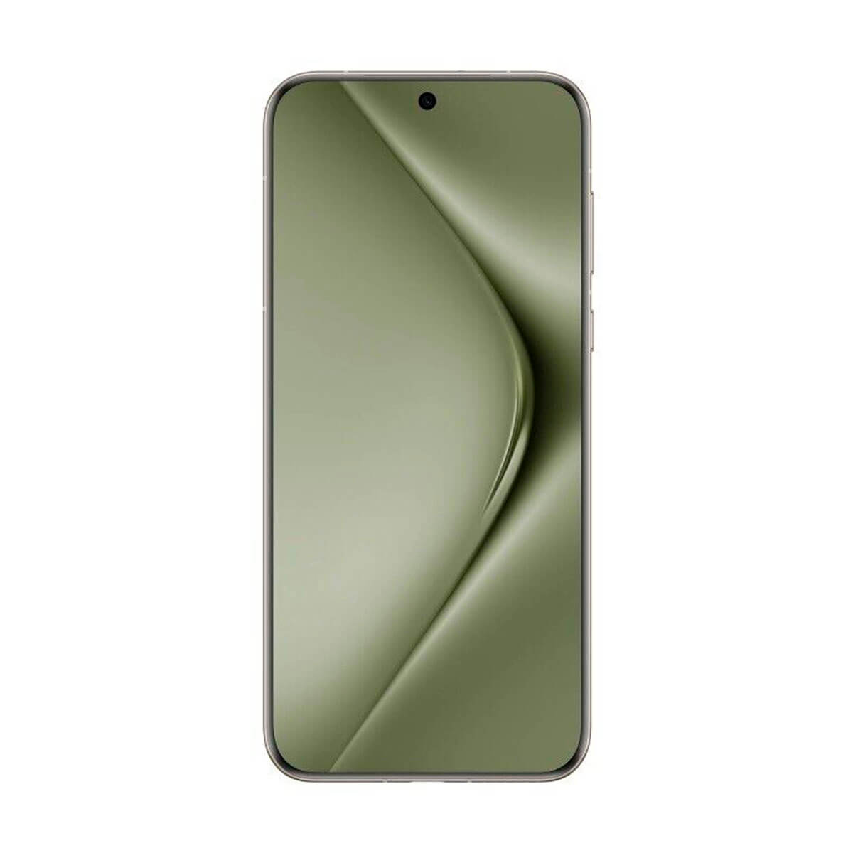 Ein modernes Smartphone in hellgrüner Farbe, schlankes Design, mit mittigem Kameraausschnitt.