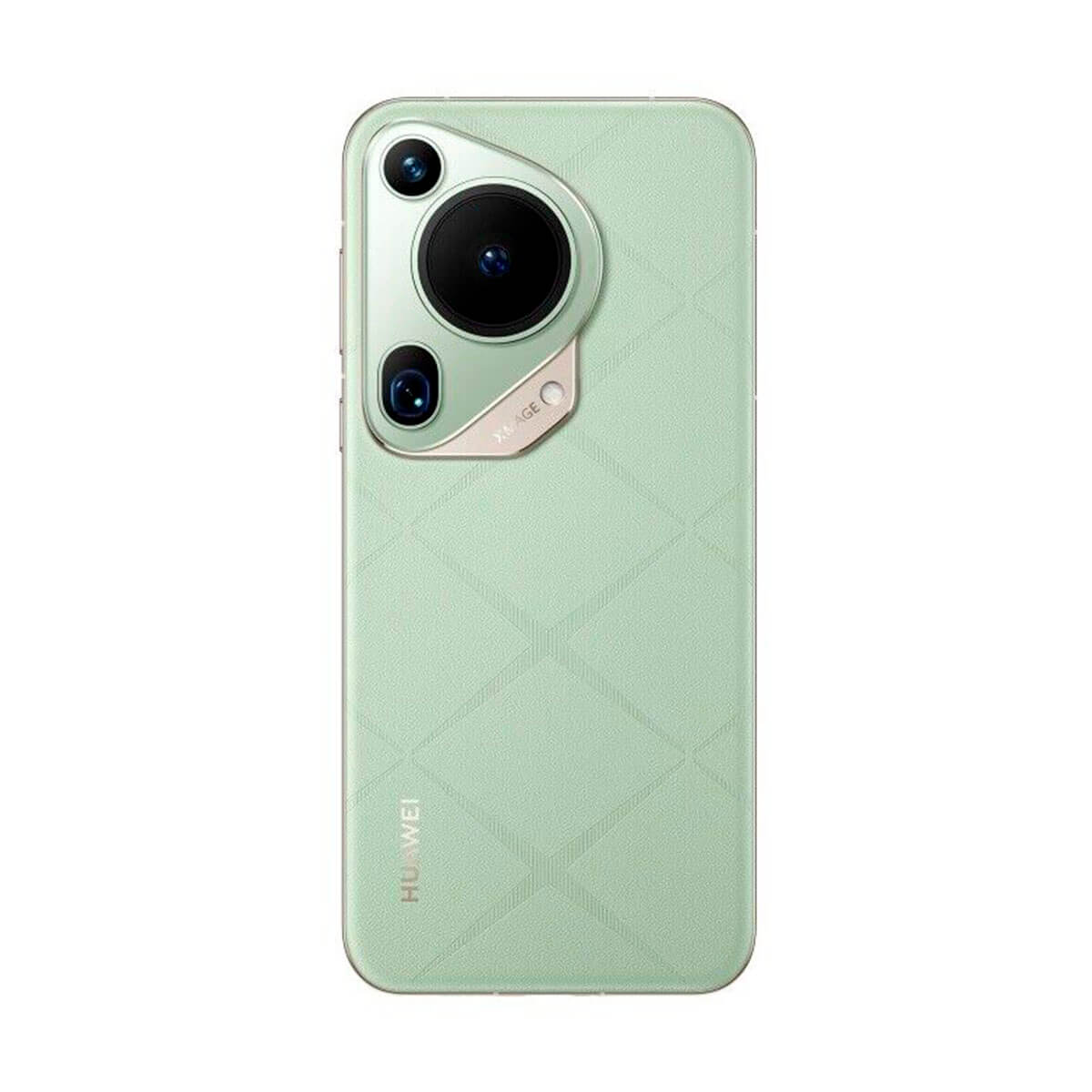 Ein grünes Telefon mit Kameramodul und 'mage'-Logo. Das Huawei-Logo ist sichtbar.
