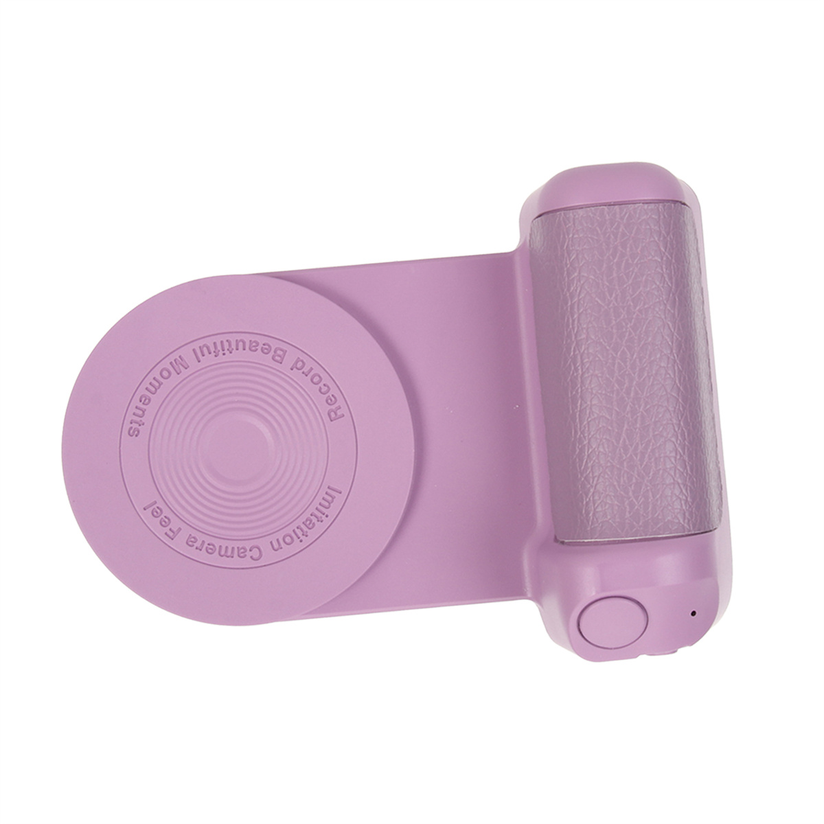 Ein lila Telefonhalter mit Text.