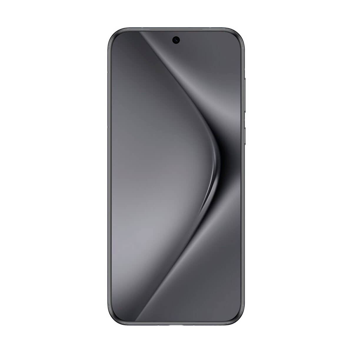 Uno smartphone nero con display curvo. Lo schermo mostra una sfumatura e una fotocamera in alto.