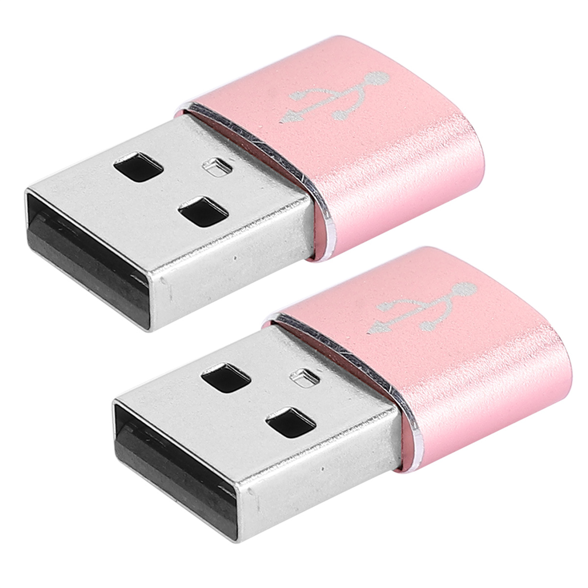 Zwei rosa USB-Laufwerke werden mit einem USB-Symbol darauf gezeigt.