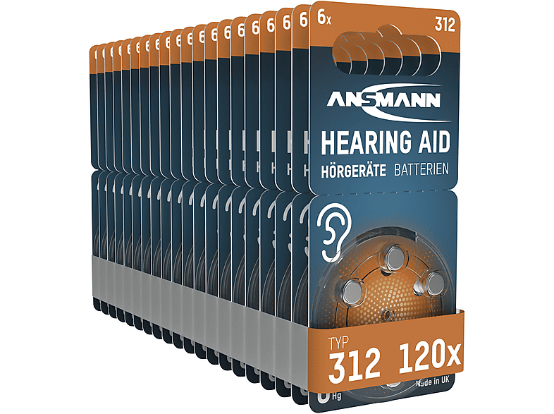 ANSMANN Hörgerätebatterien Typ 312 P312 ZL3 PR41, 120 Stück ...