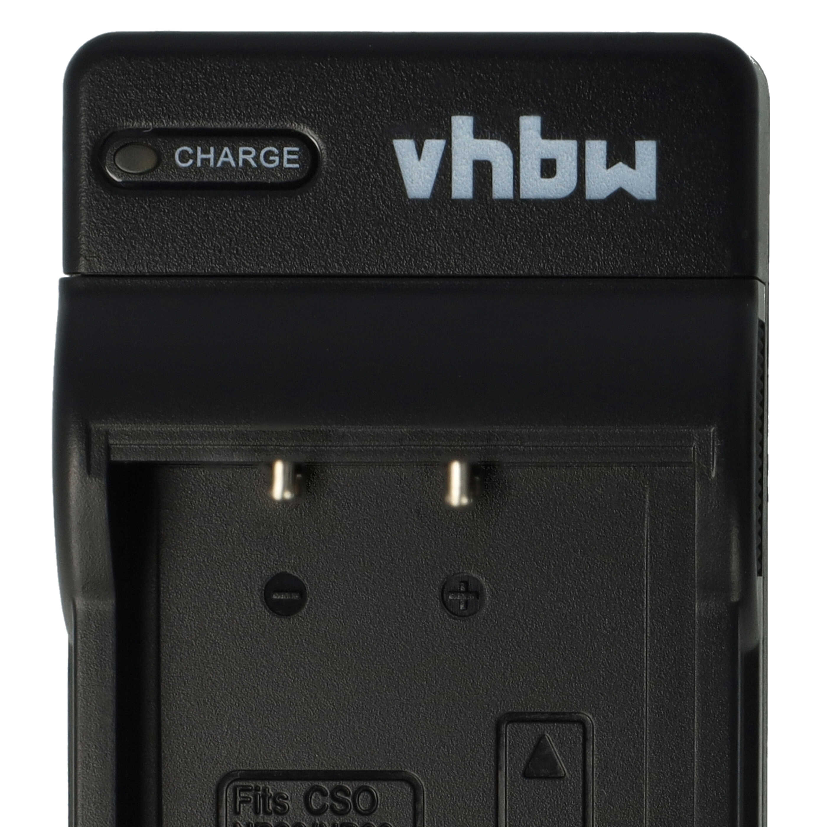 Schwarzes Ladegerät mit weißem "vhbw"-Text und Ladeanzeige.