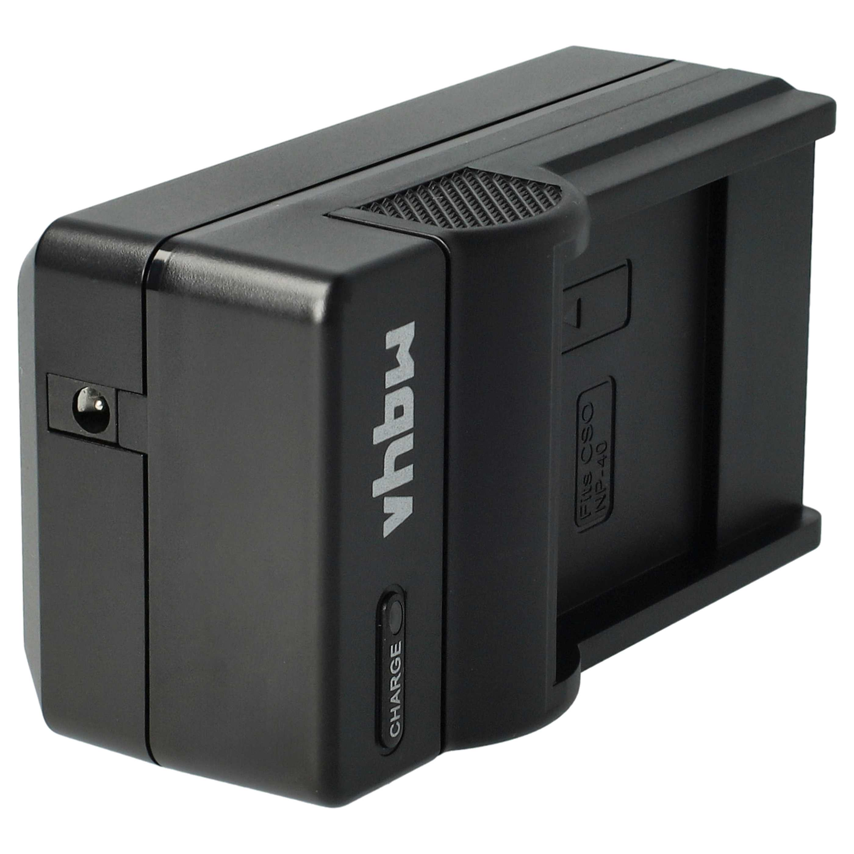 Ein schwarzes Batterieladegerät mit dem Markennamen 'vhbw' an der Seite.