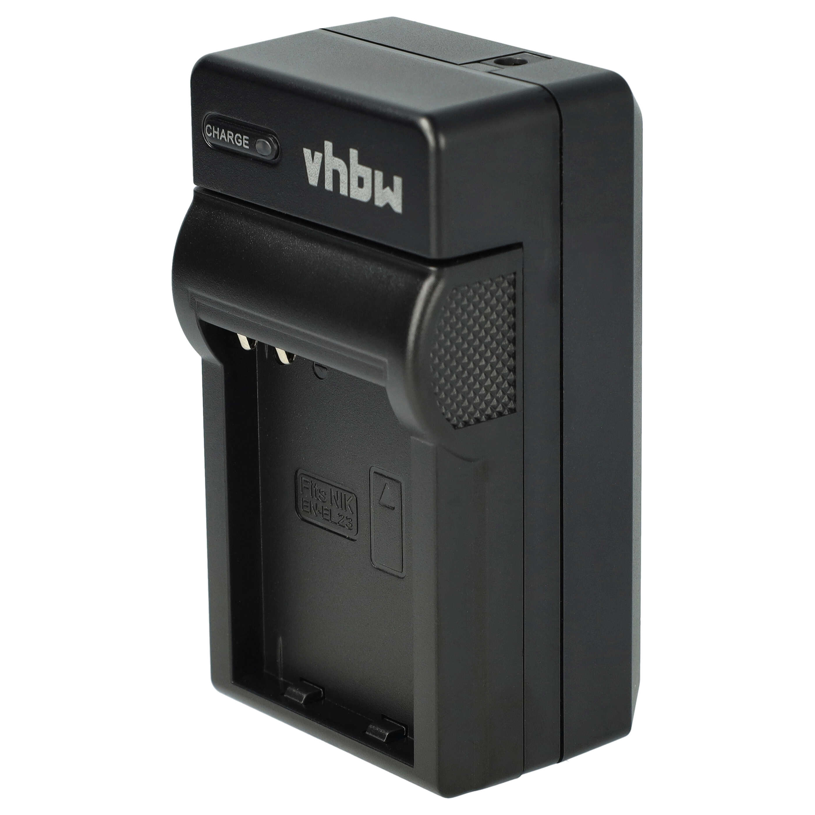 Ein schwarzes Kamera-Batterieladegerät mit der Aufschrift 'vhbw' und 'FinePix'.