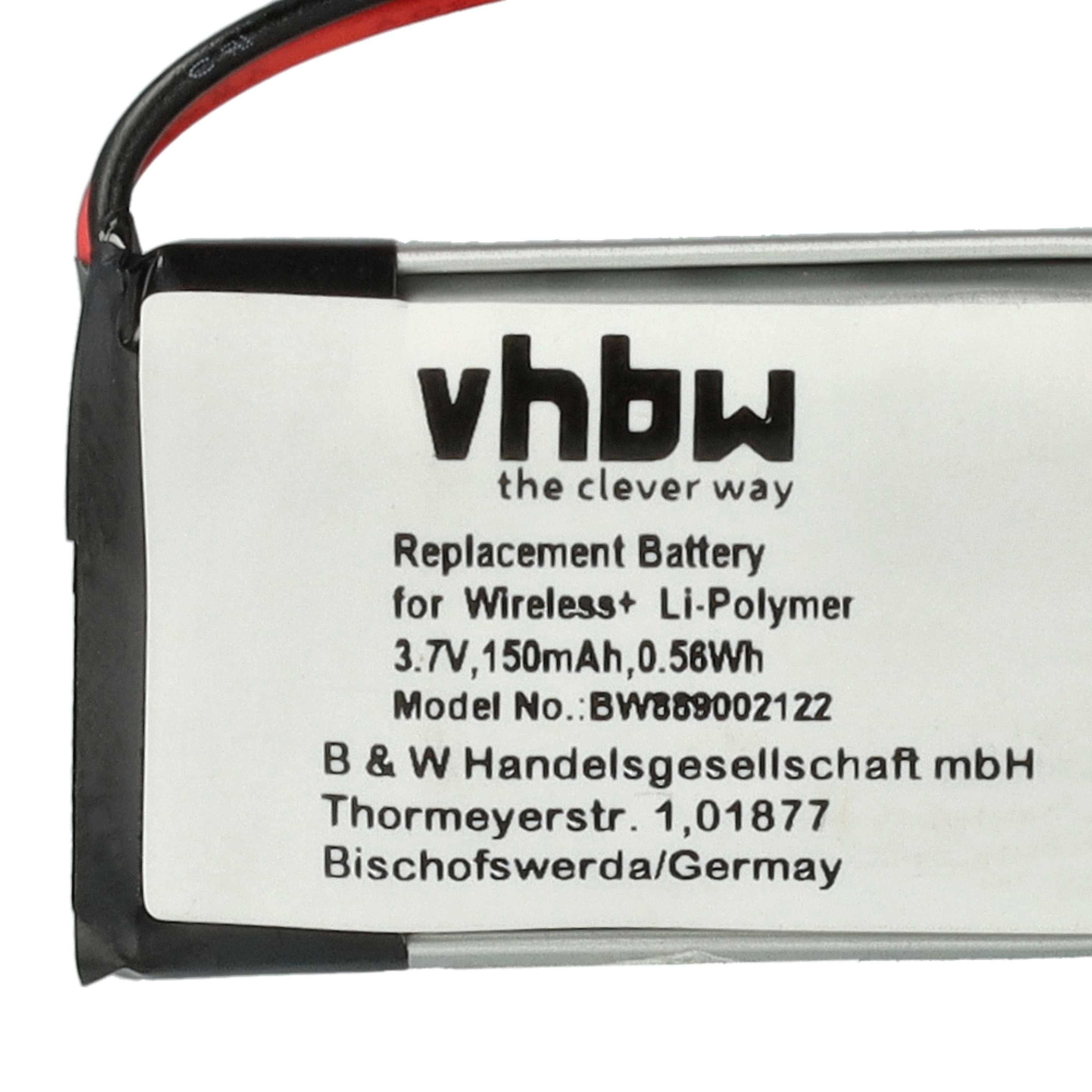 Nahaufnahme einer Batterie mit Etikett. Das Etikett enthält Text, einschließlich der Marke 'vhbw' und Spezifikationen.