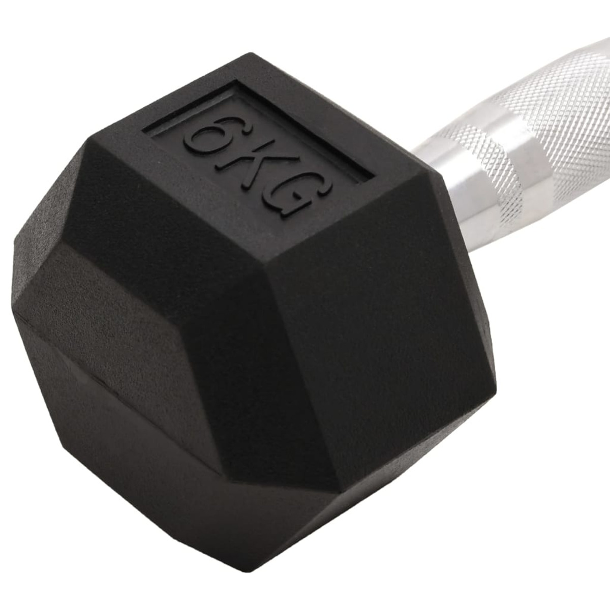 Eine schwarze Hantel mit 6 kg auf der Seite bedruckt.