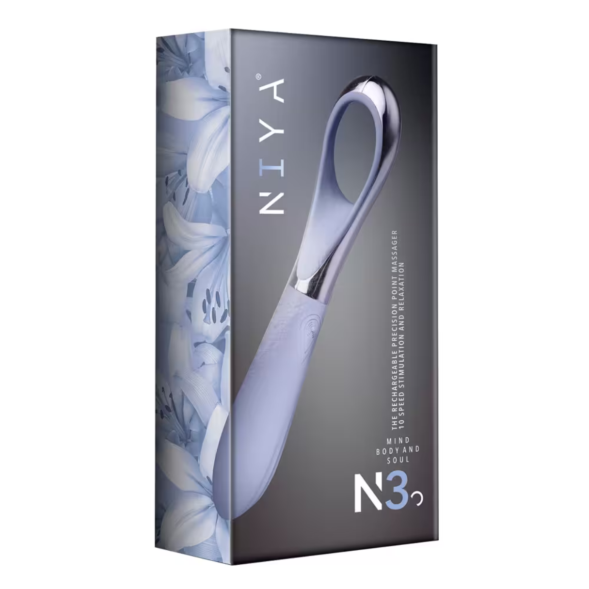 Schachtel eines Sexspielzeugs von NIYA, mit sichtbarem Produkt.