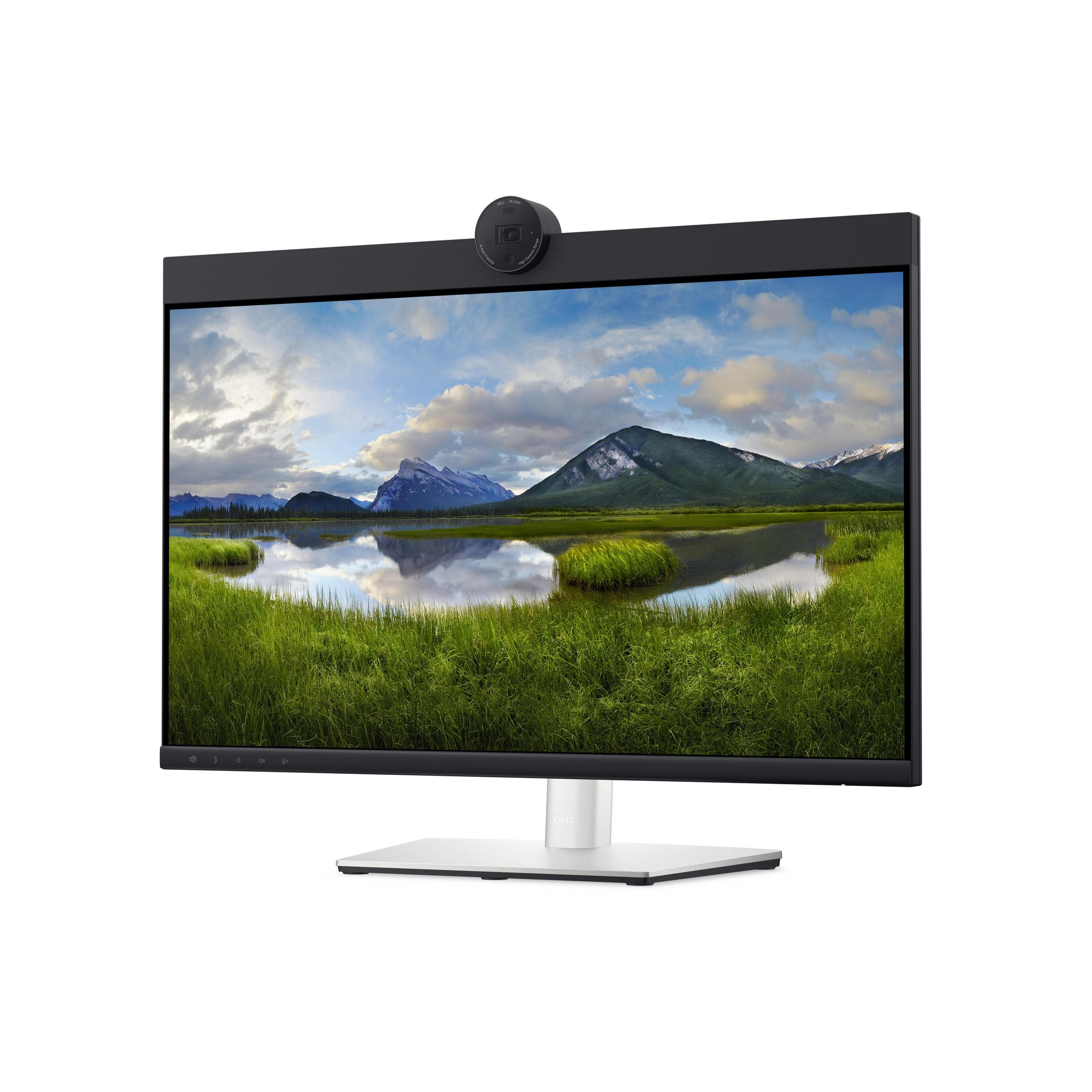 Ein Computermonitor mit Kamera oben, der eine Landschaftsszene zeigt.