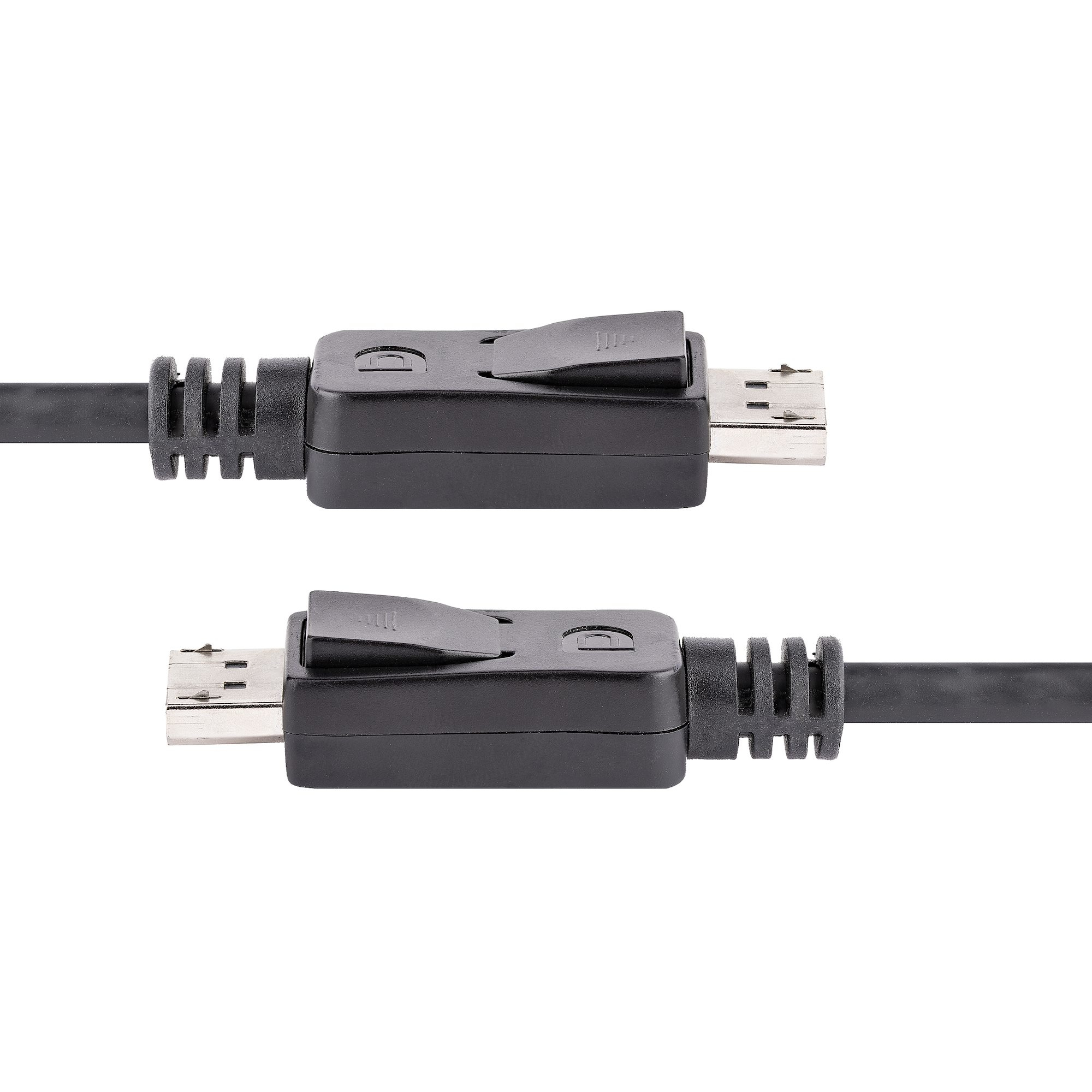 Twee zwarte USB-C-kabels met connectoren, naast elkaar gelegd.