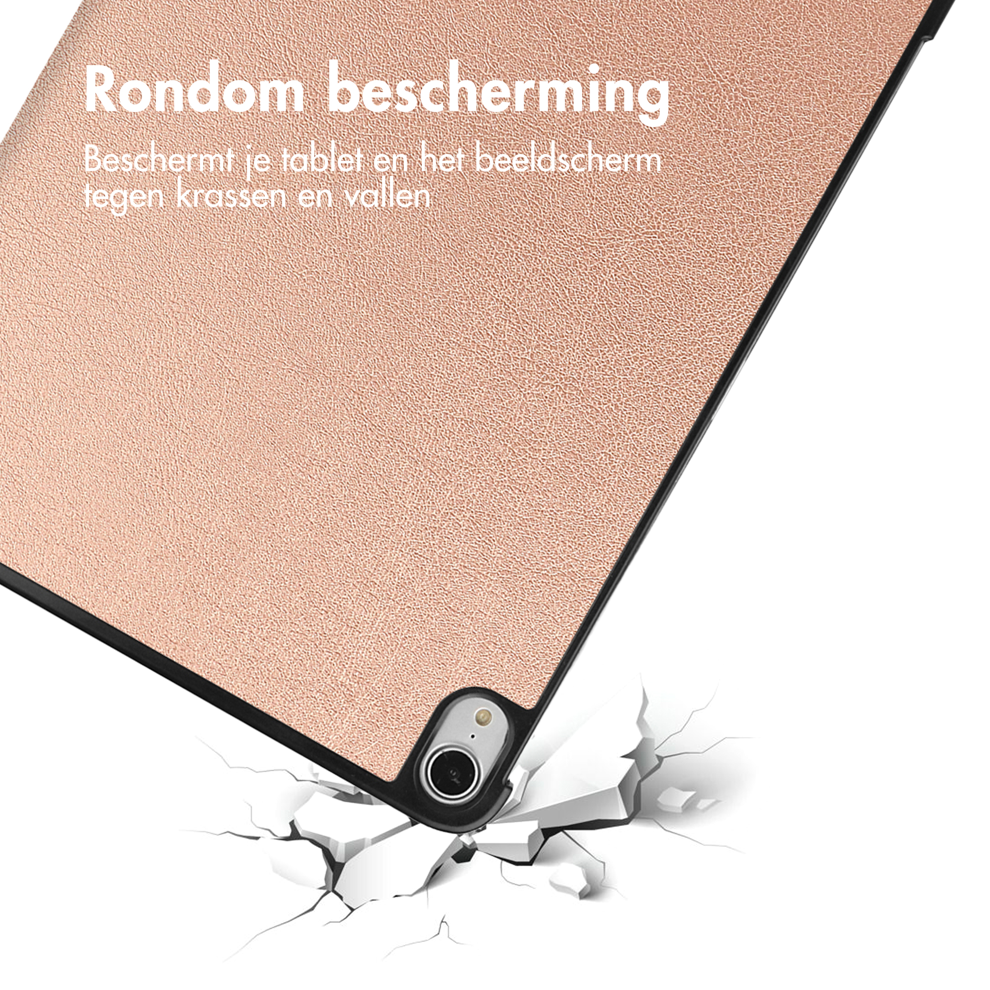Tablet cover wordt geraakt, schade tonend, en de tablet is in goede staat.