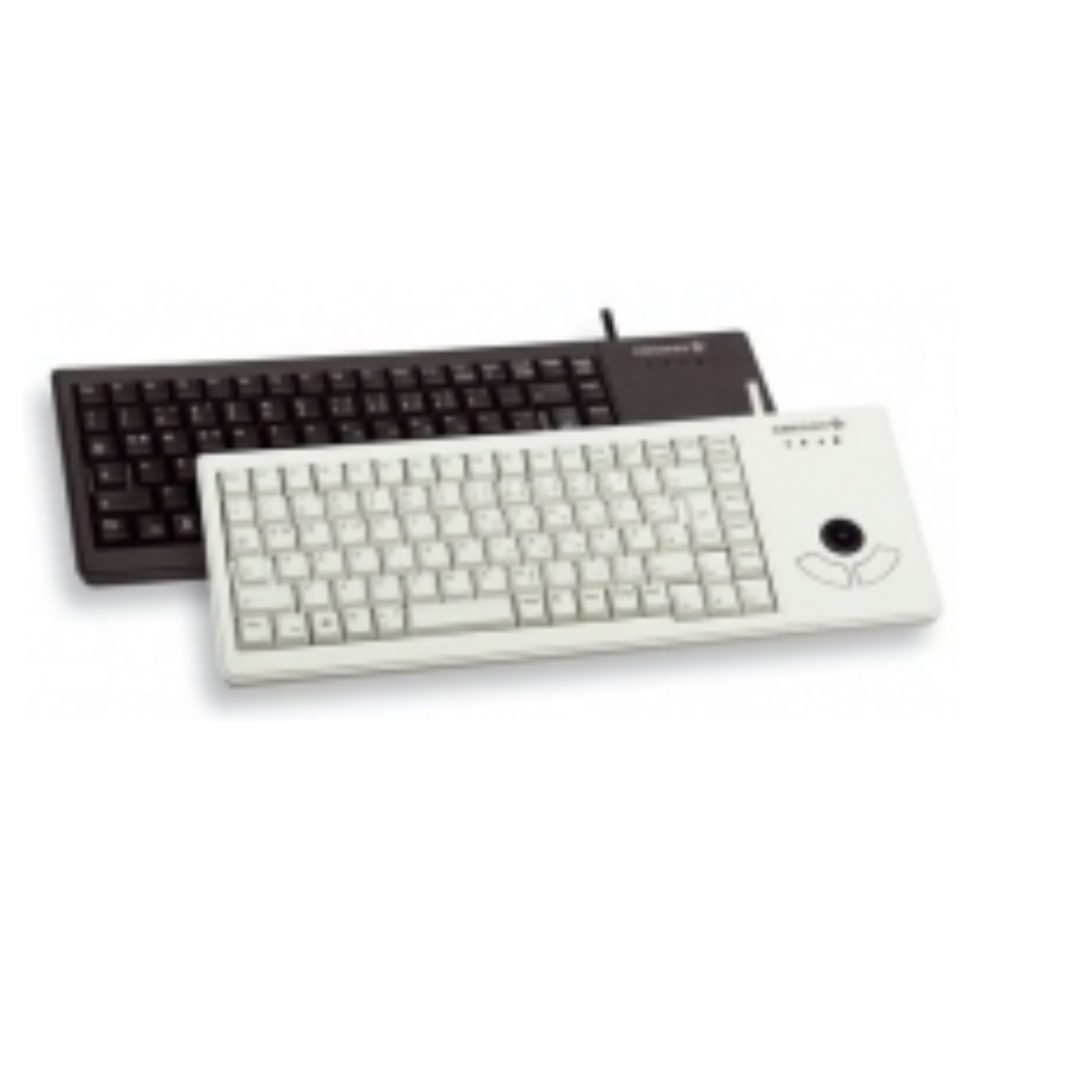 Due tastiere, una nera e una bianca con un trackball sul lato destro.