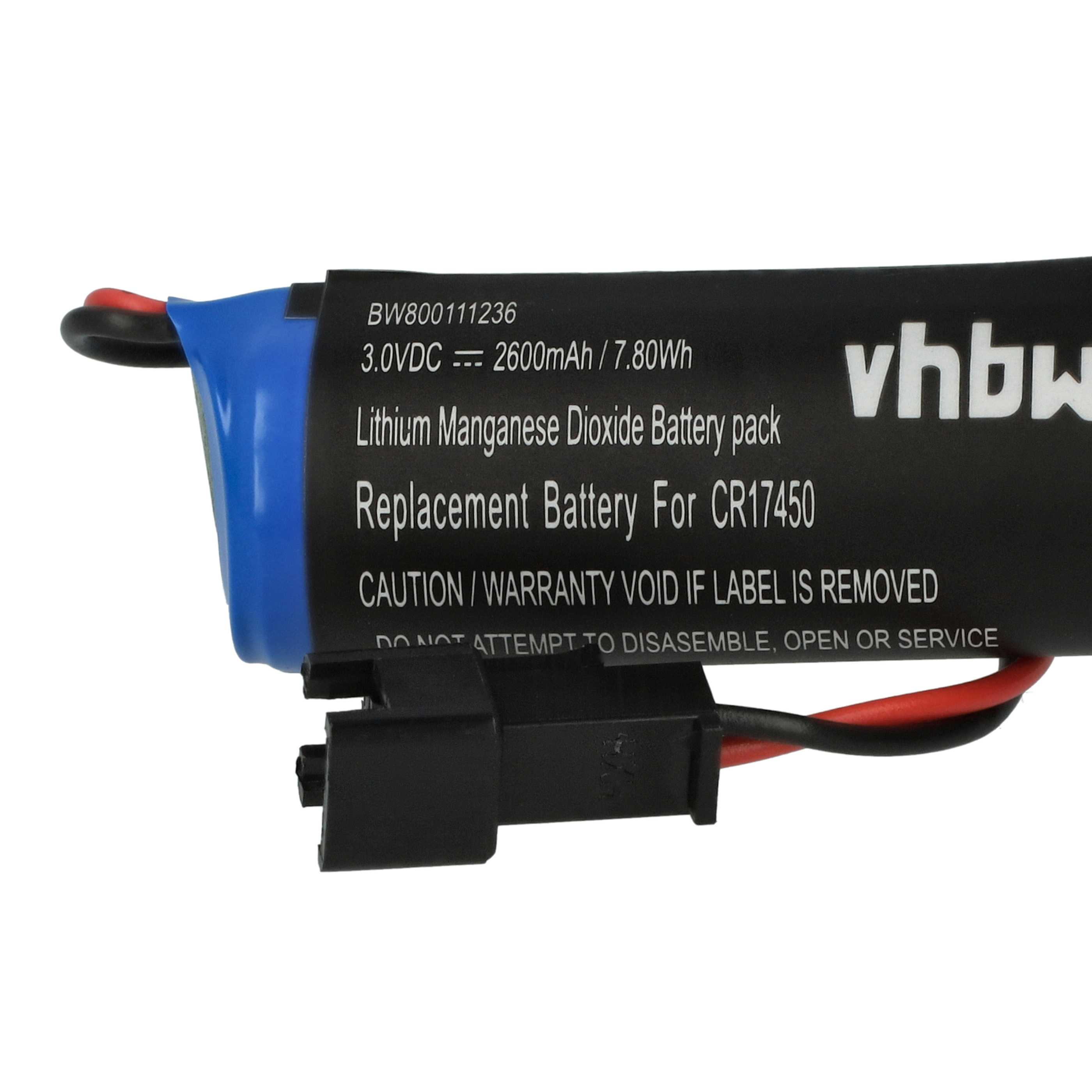 Ein schwarz-blaues Akku-Pack mit vhbw-Markenlogo und weißem Textetikett.