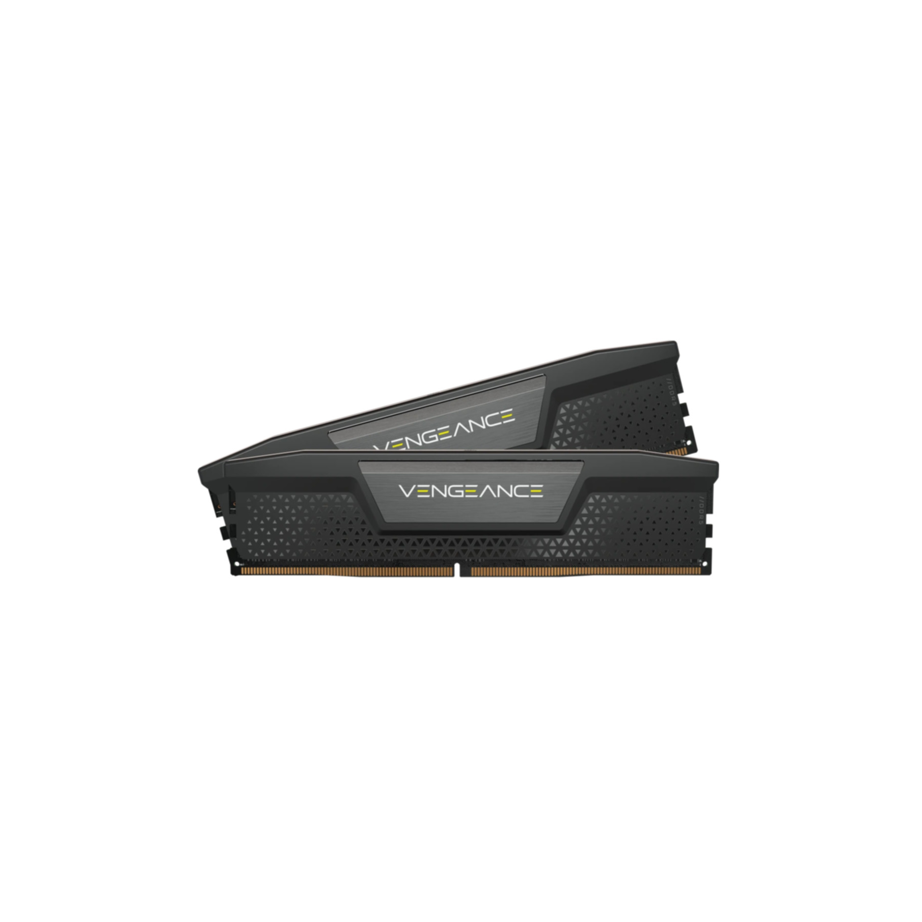 Two black RAM sticks with the text 'VENGEANCE' on them, placed against a plain white background.