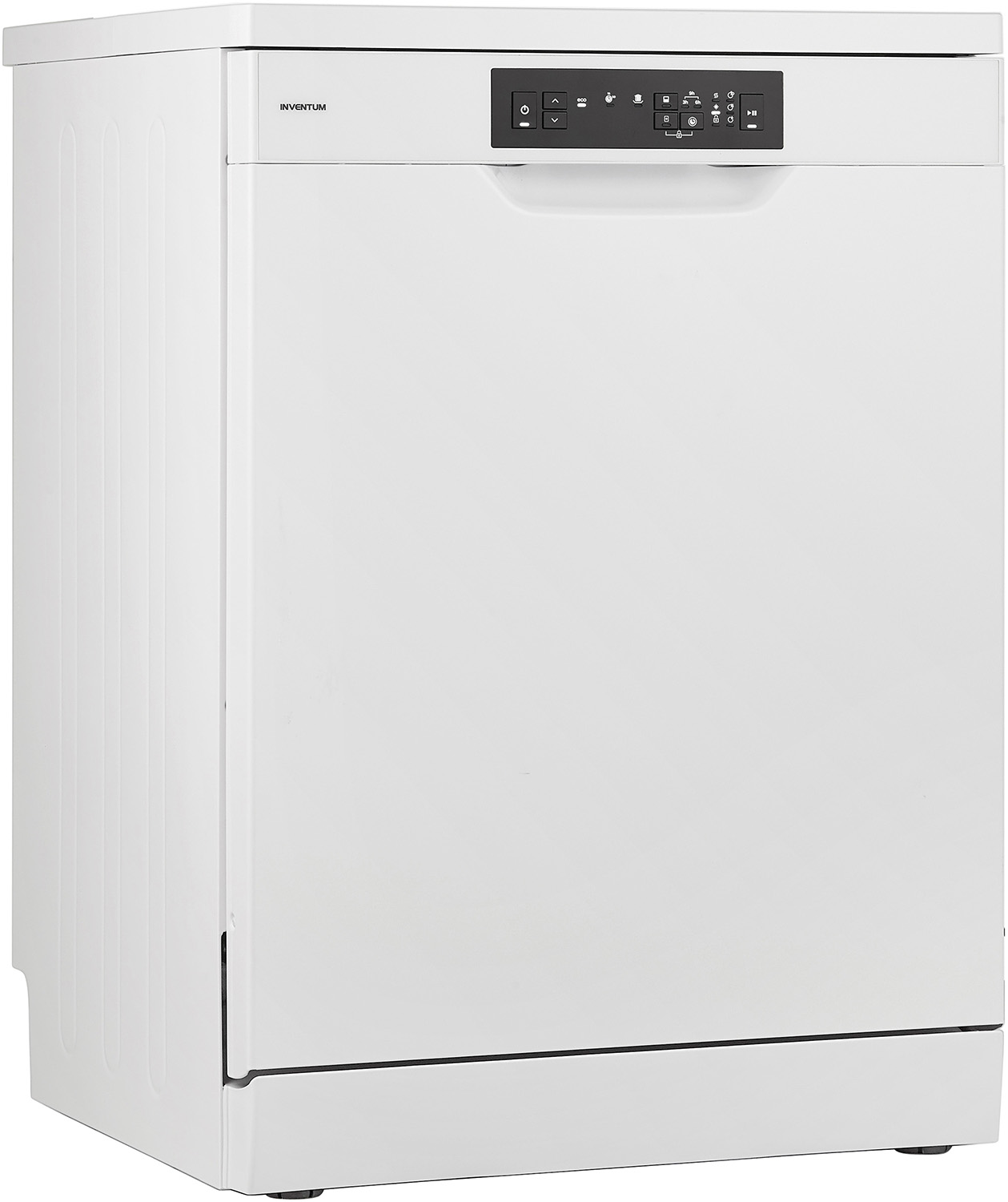 White dishwasher from INVENTUM brand, front view, control panel at the top.
