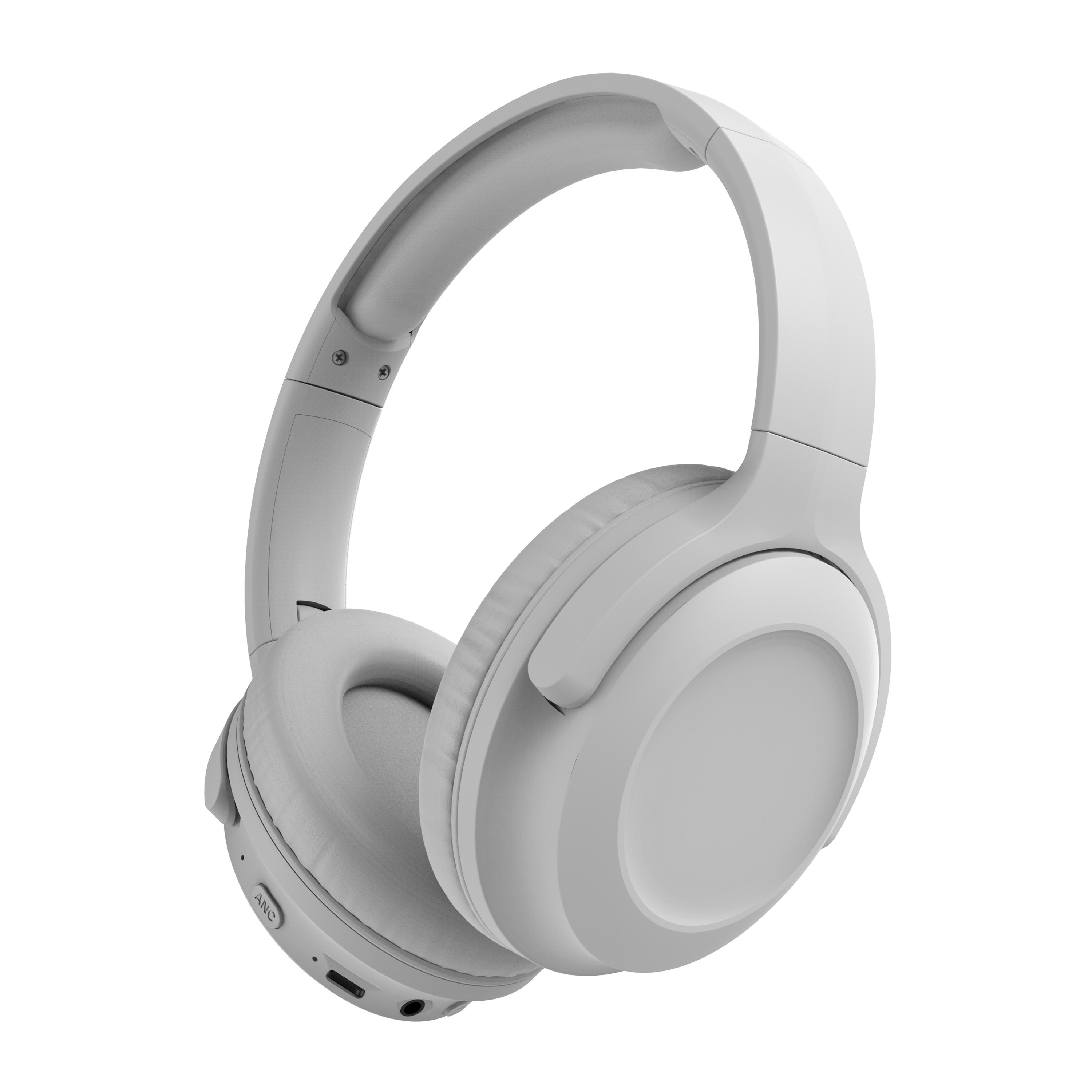 Cuffie bianche con padiglioni auricolari e archetto.
