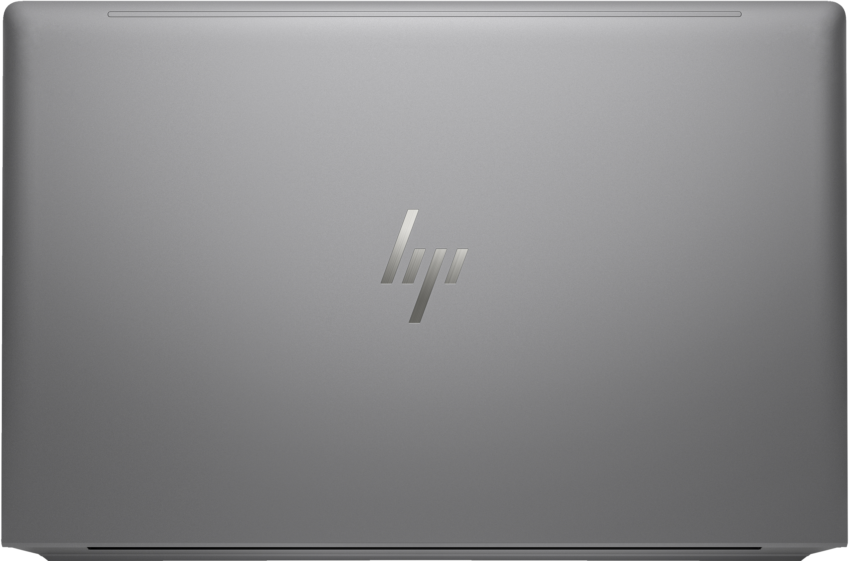 Un laptop argentato con il logo HP sulla cover.