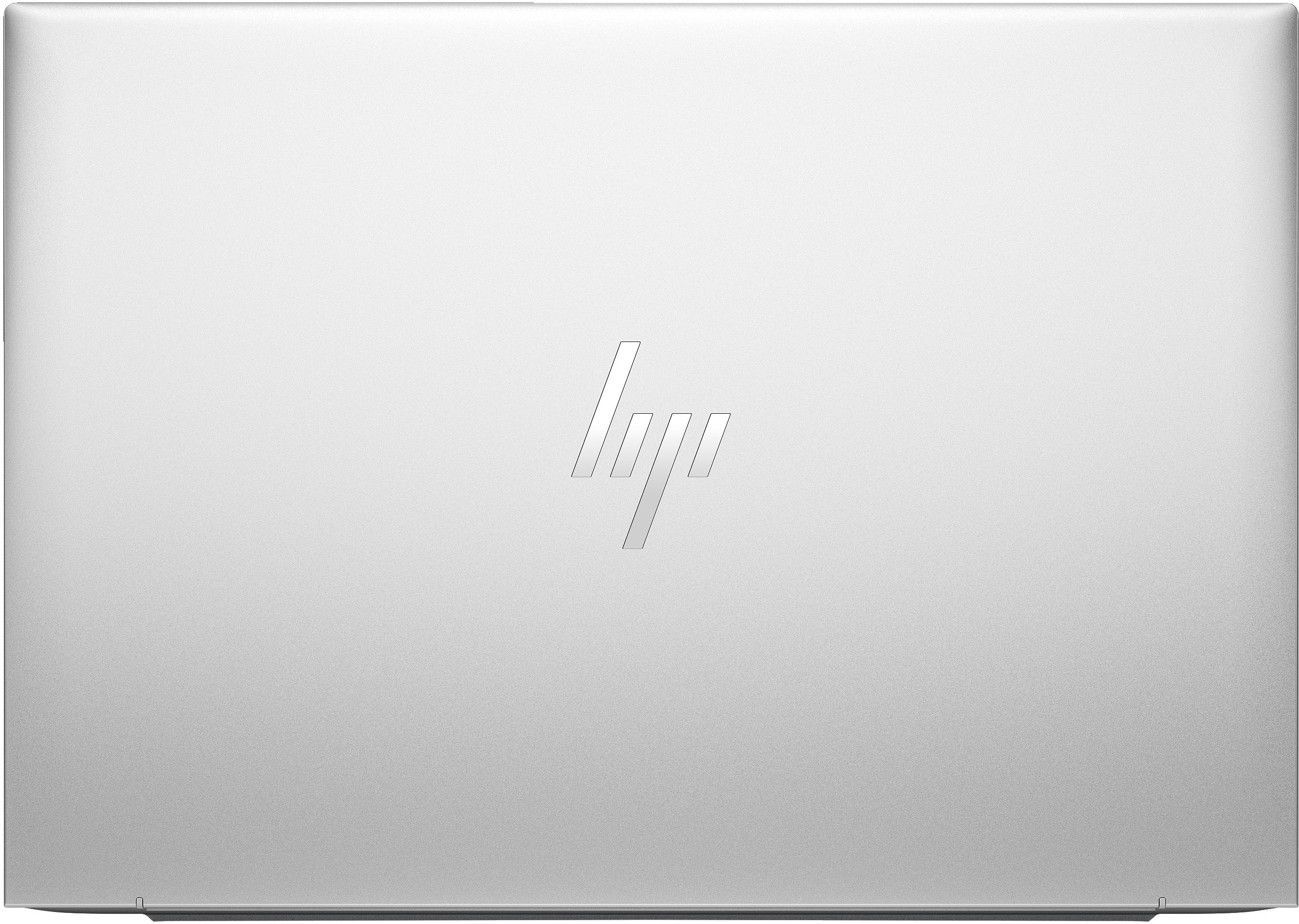Górna część srebrnego laptopa z logo HP.