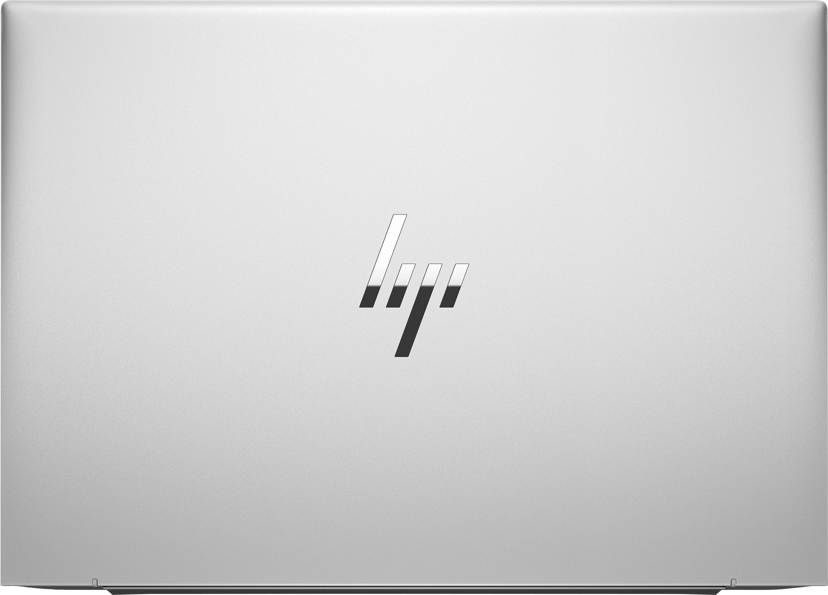 Un laptop argentato con il logo HP sulla parte superiore.