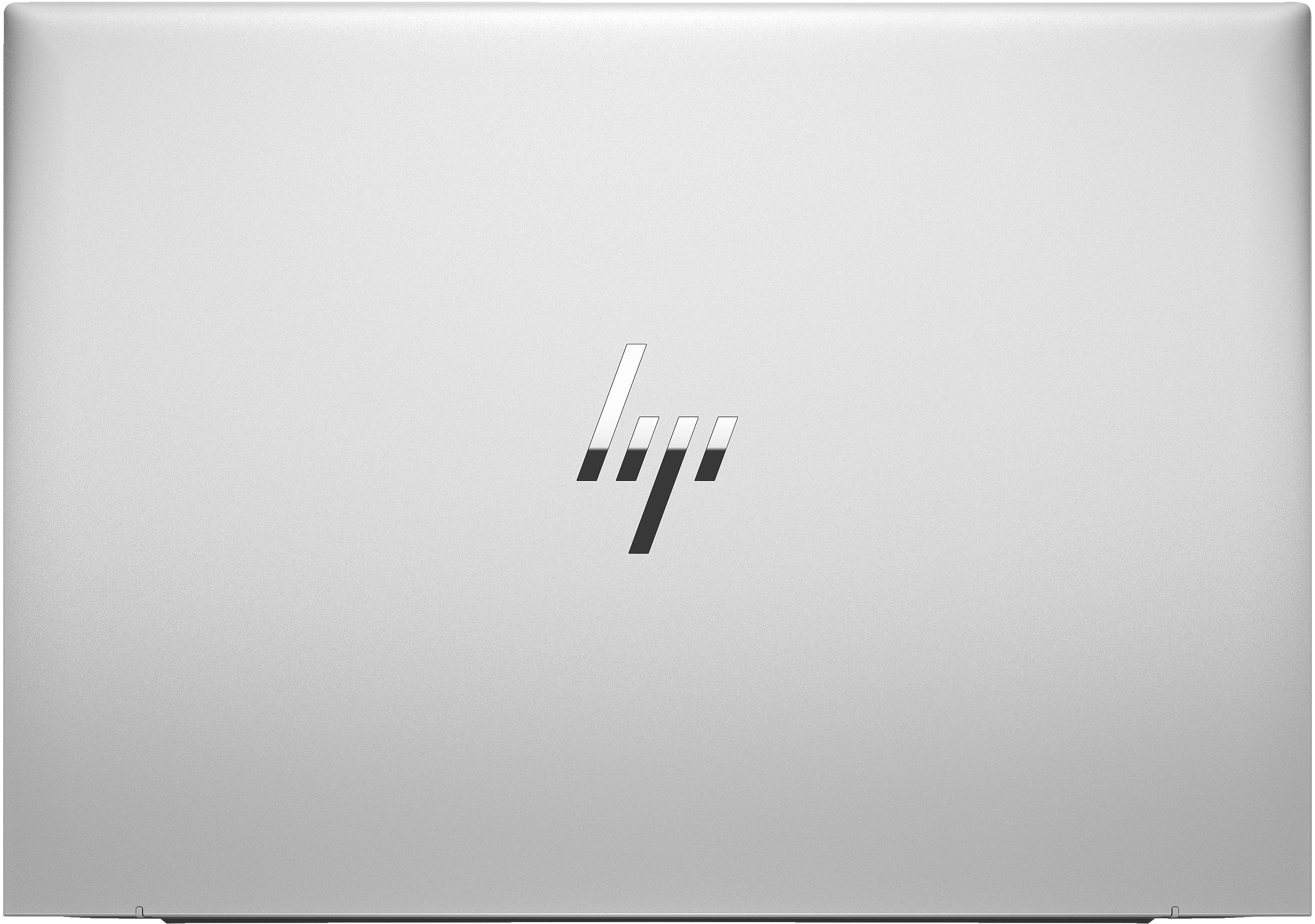 Srebrny laptop zamknięty, z logo HP na górze.