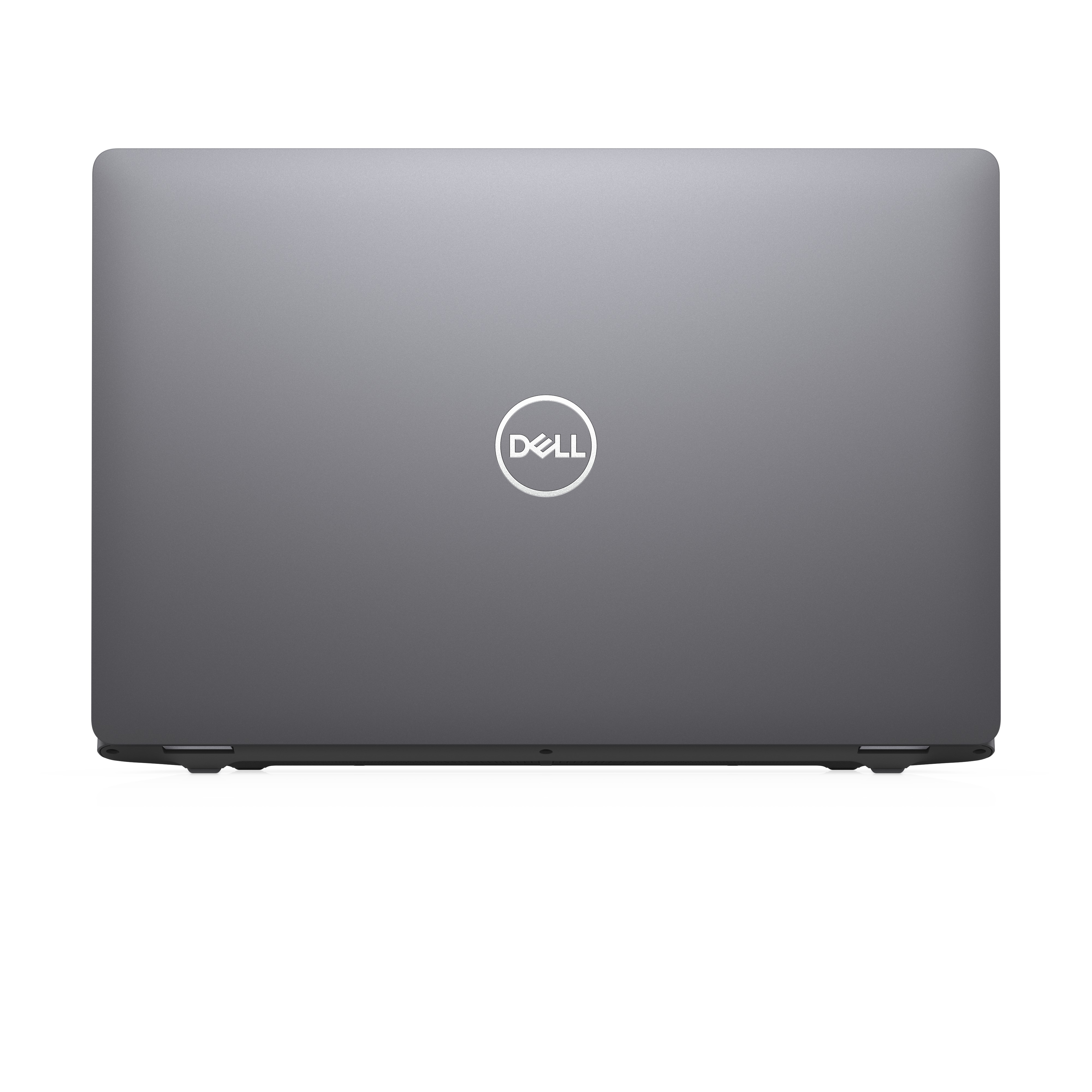 Coperchio grigio del laptop con il logo Dell al centro.