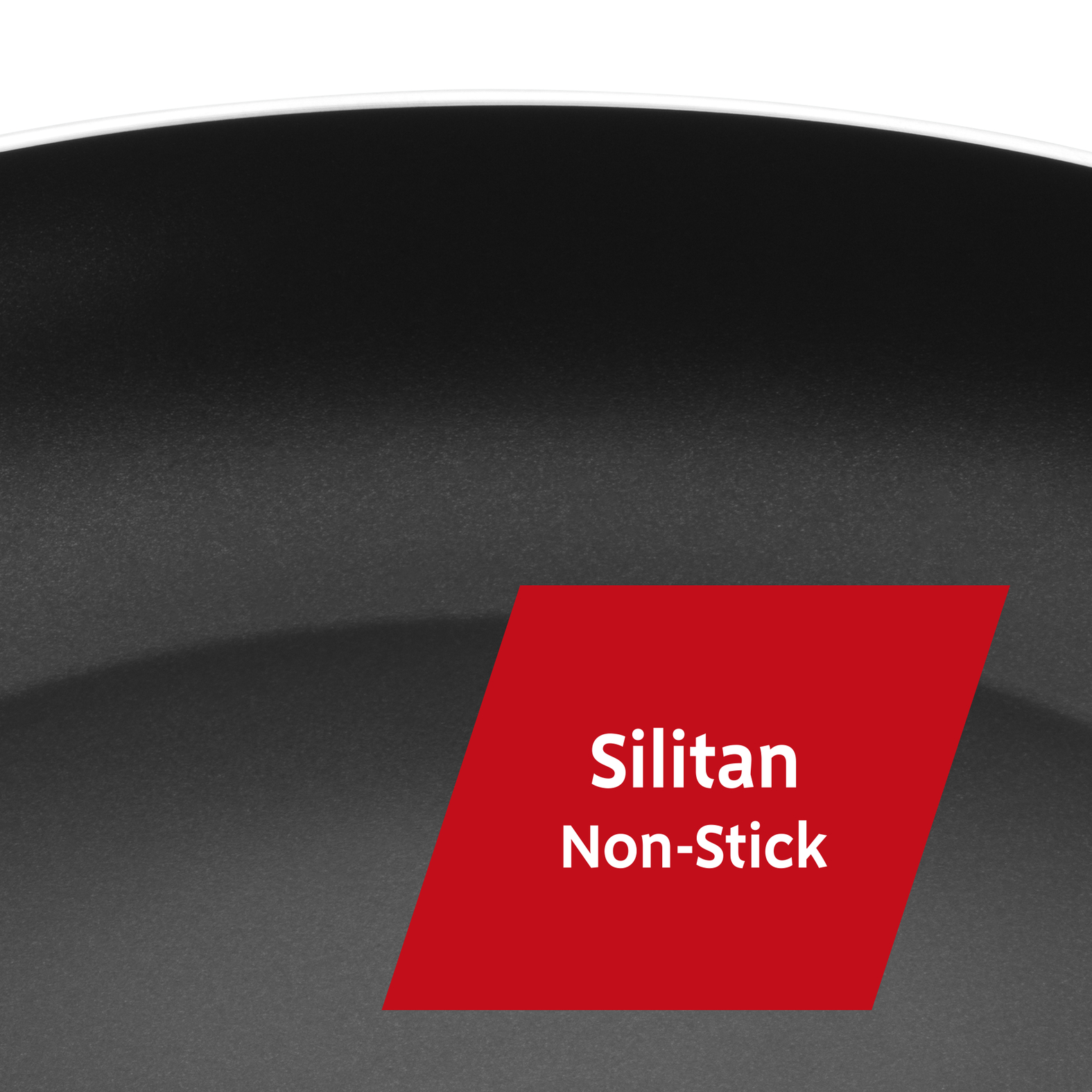 Schwarze Bratpfanne mit rotem "Silita Non-Stick" Label.