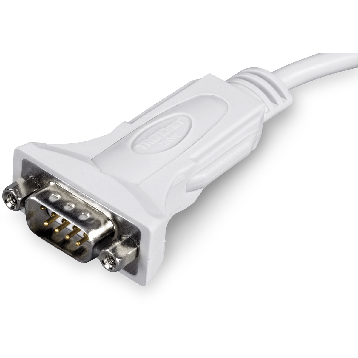 Connecteur de port série blanc. Un câble blanc est attaché.