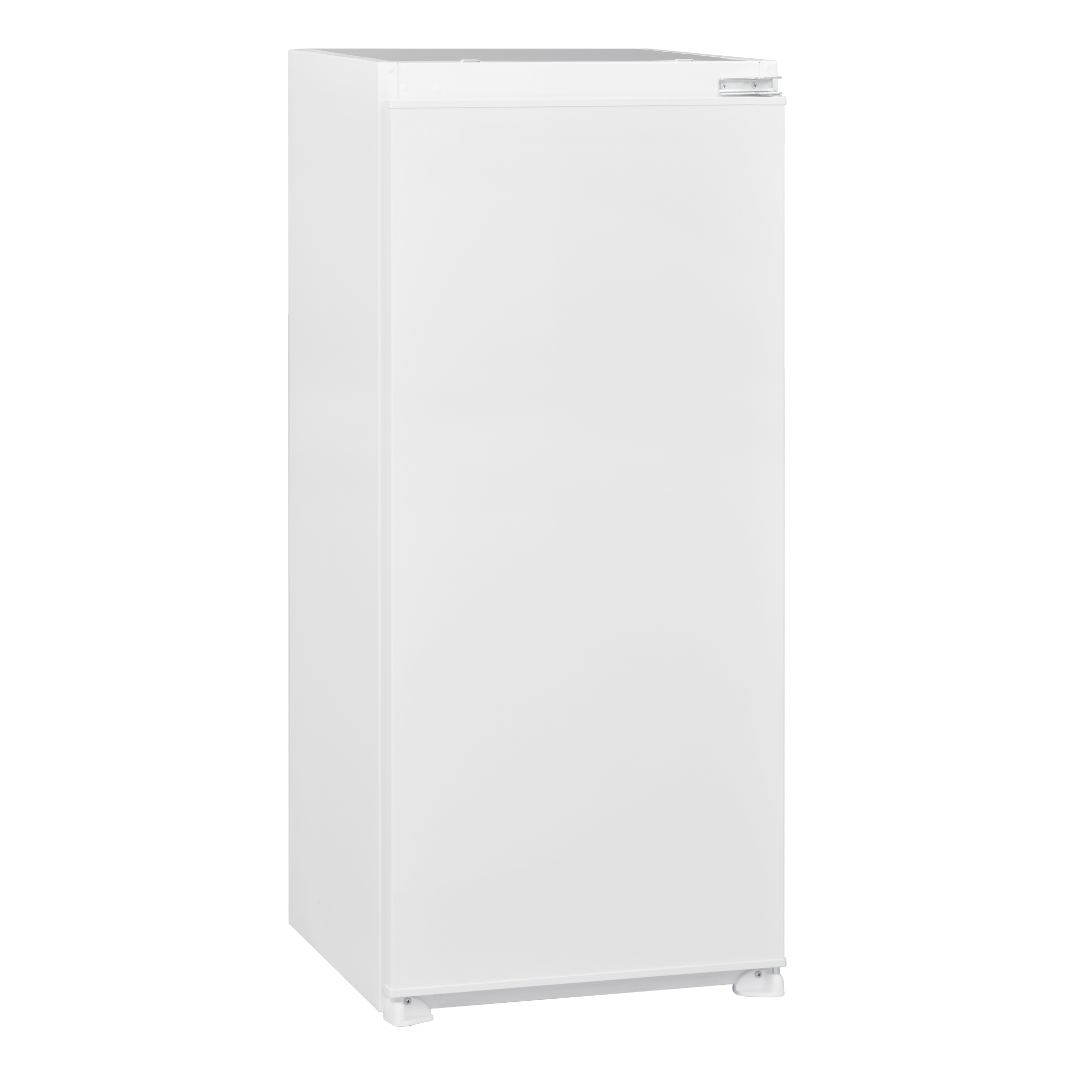 A white refrigerator on a black background. It is tall and rectangular.