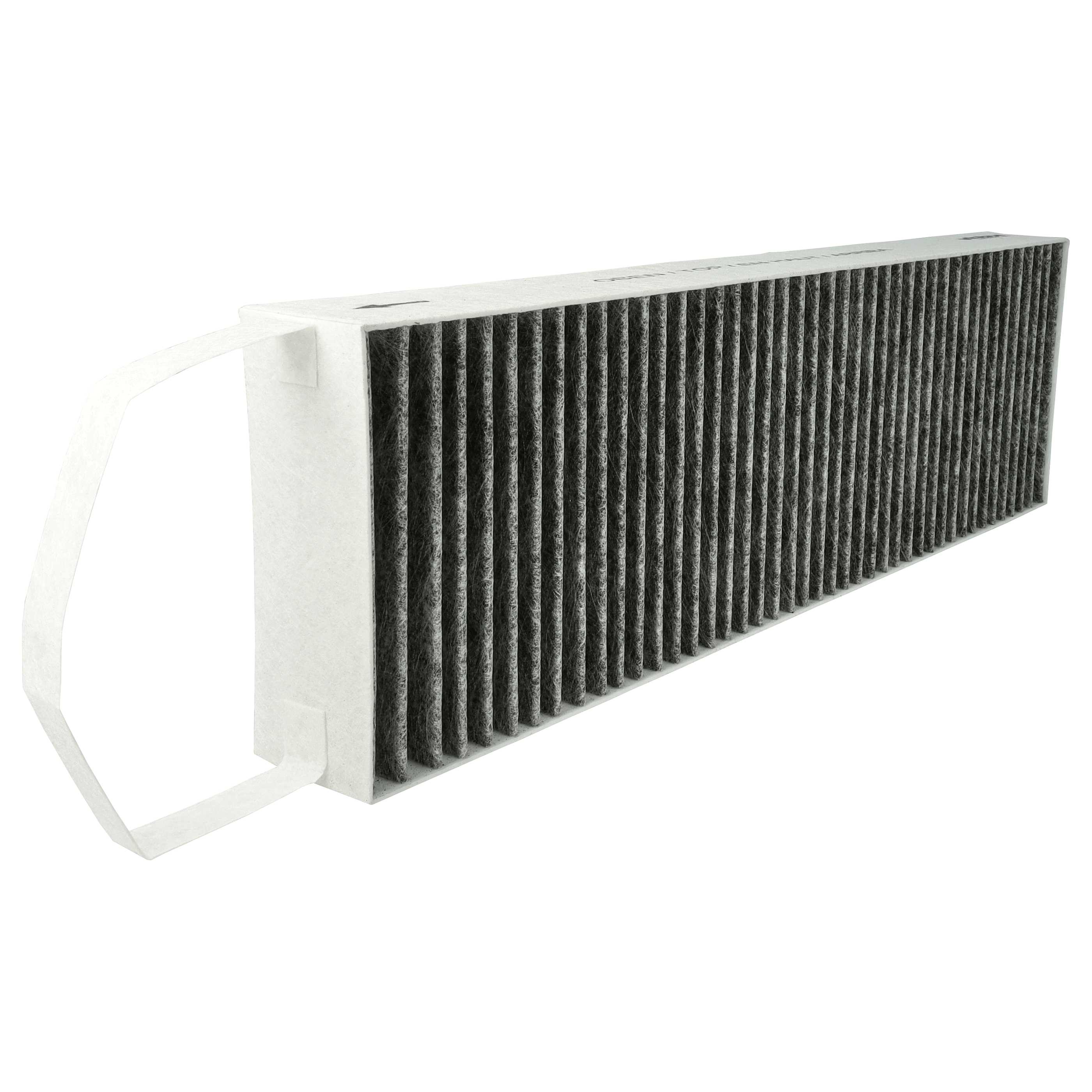 Rechteckiger Luftfilter mit Griff, der die innere Struktur des Filters zeigt.
