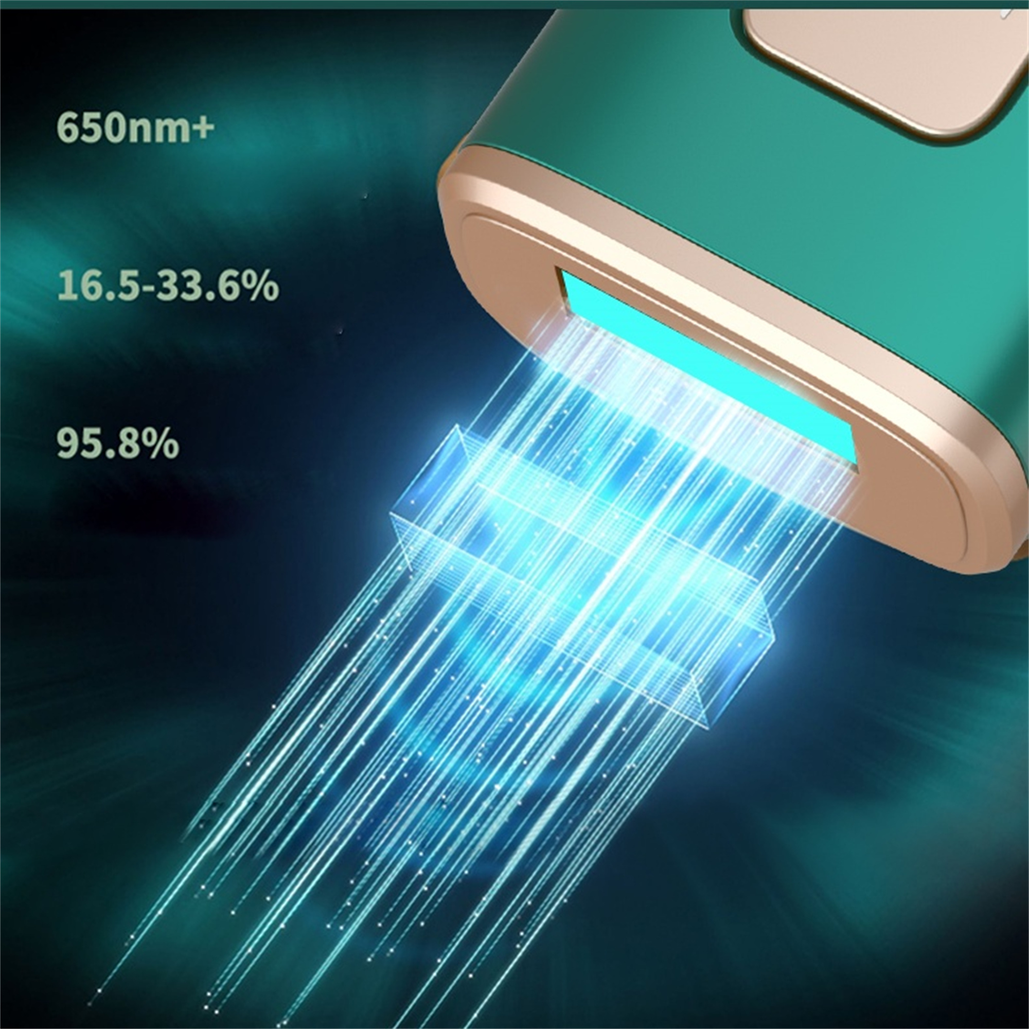 Laser-Haarentfernungsgerät mit blauem Licht. Numerische Werte sind auf dem Bild gezeigt.