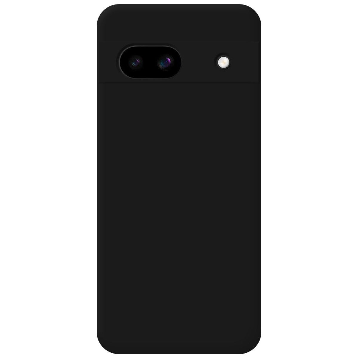 Teléfono negro con dos cámaras. Cubierta negra lisa.