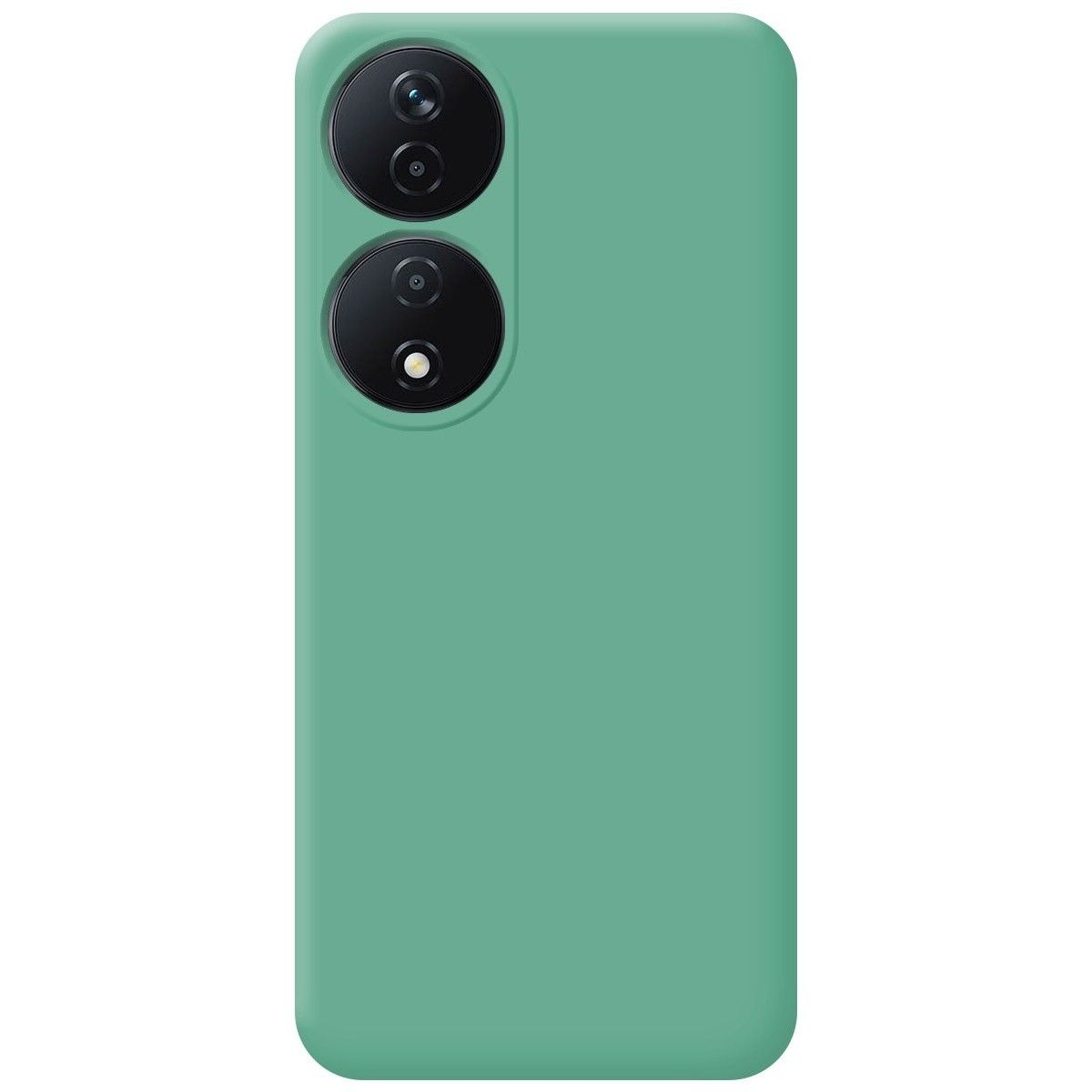 Una custodia per telefono verde con due fotocamere.