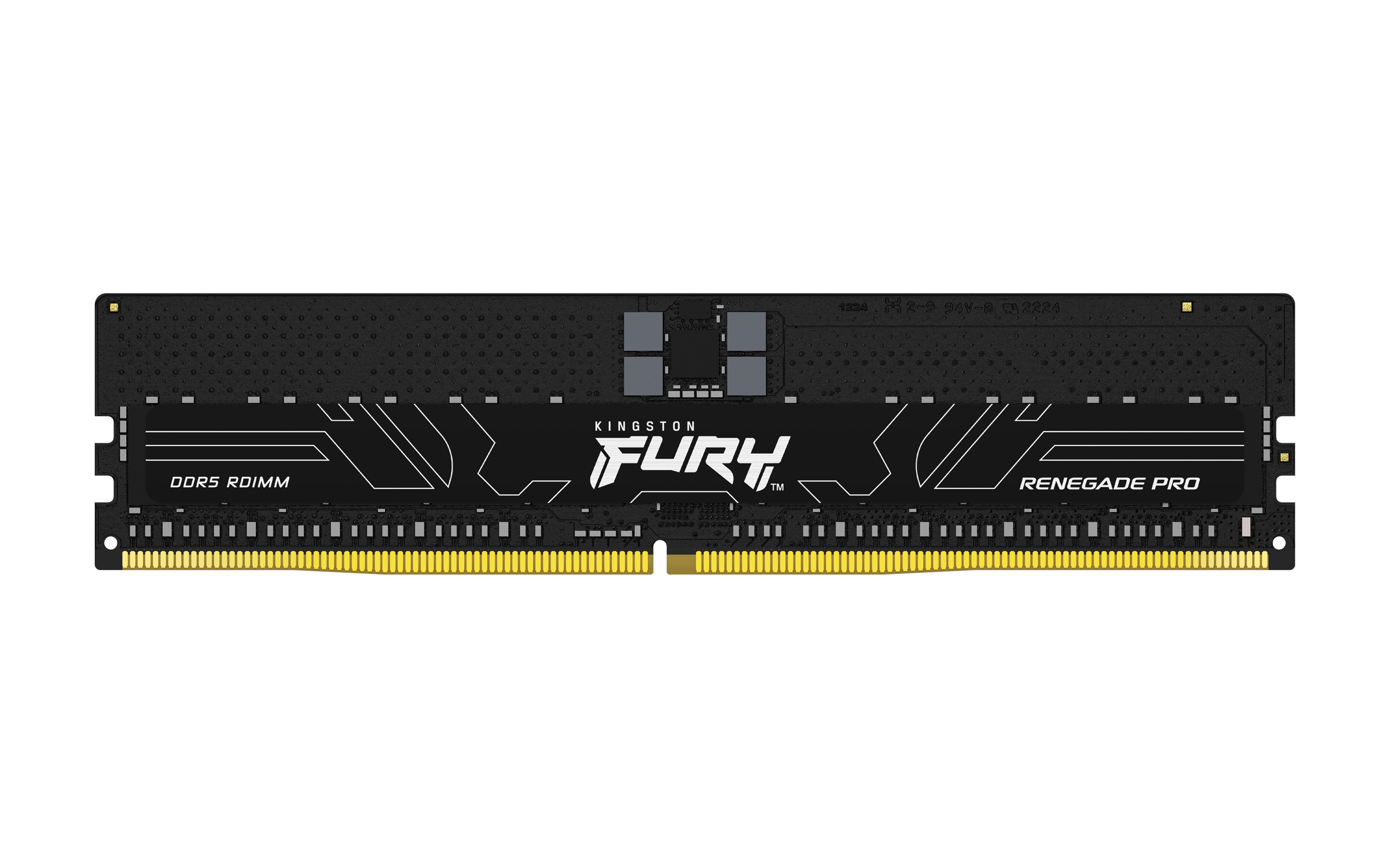 Kość RAM Kingston Fury Renegade Pro DDR5, czarno-złota, na białym tle.