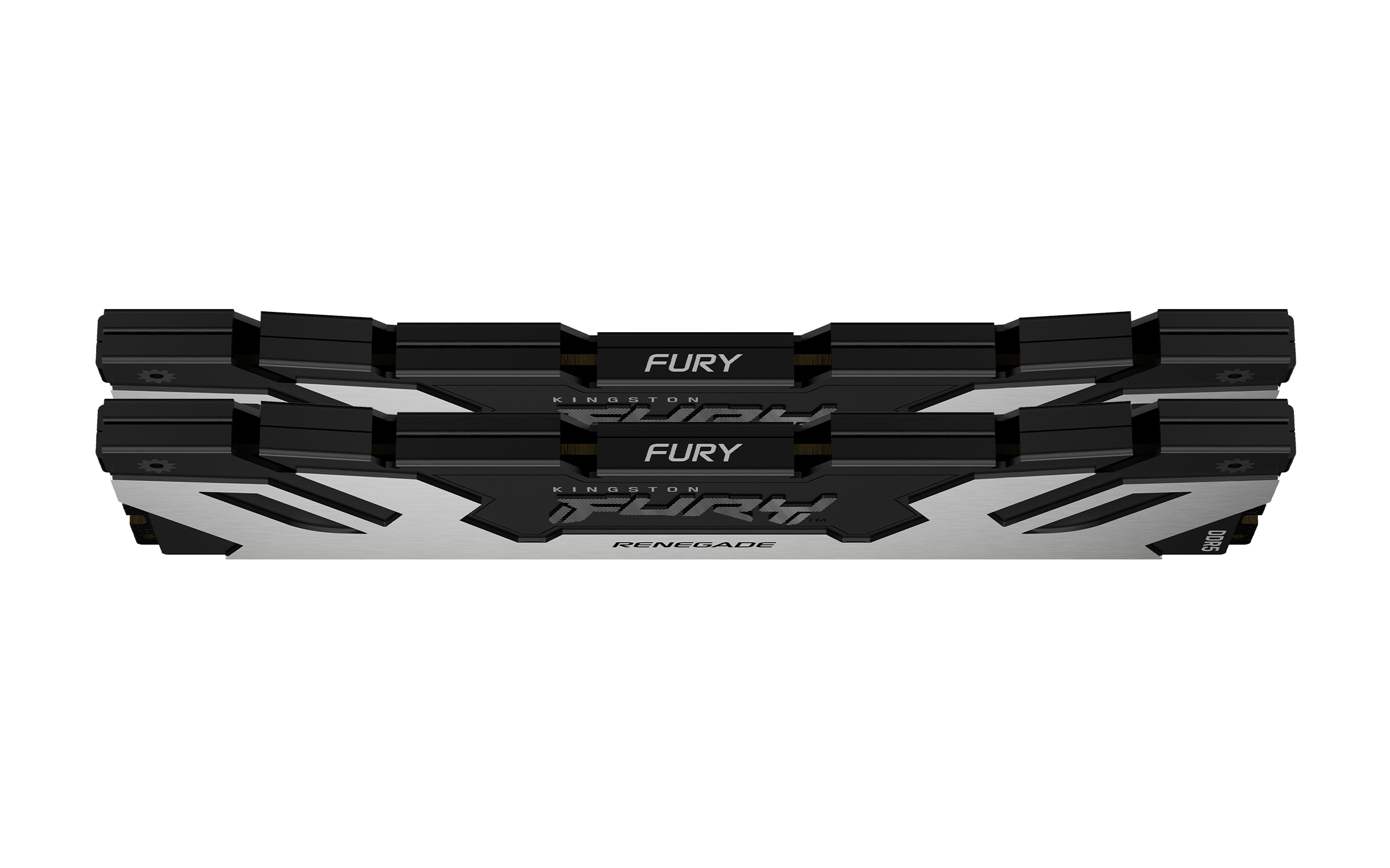 Trzy moduły RAM z marką 'KINGSTON FURY RENEGADE' na białym tle.